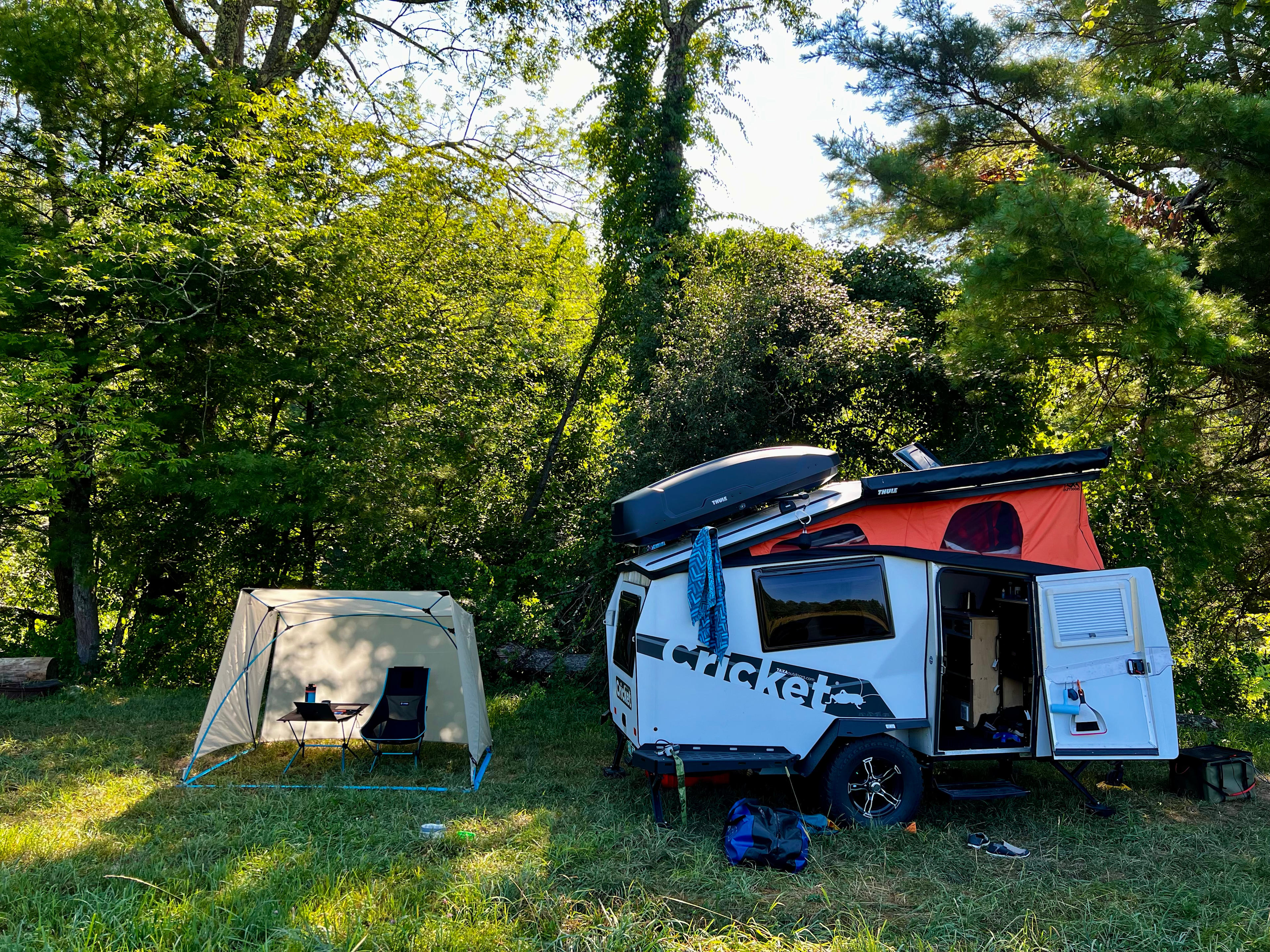 I had a great shady and secluded spot on the edge of the field next to a fire pit.