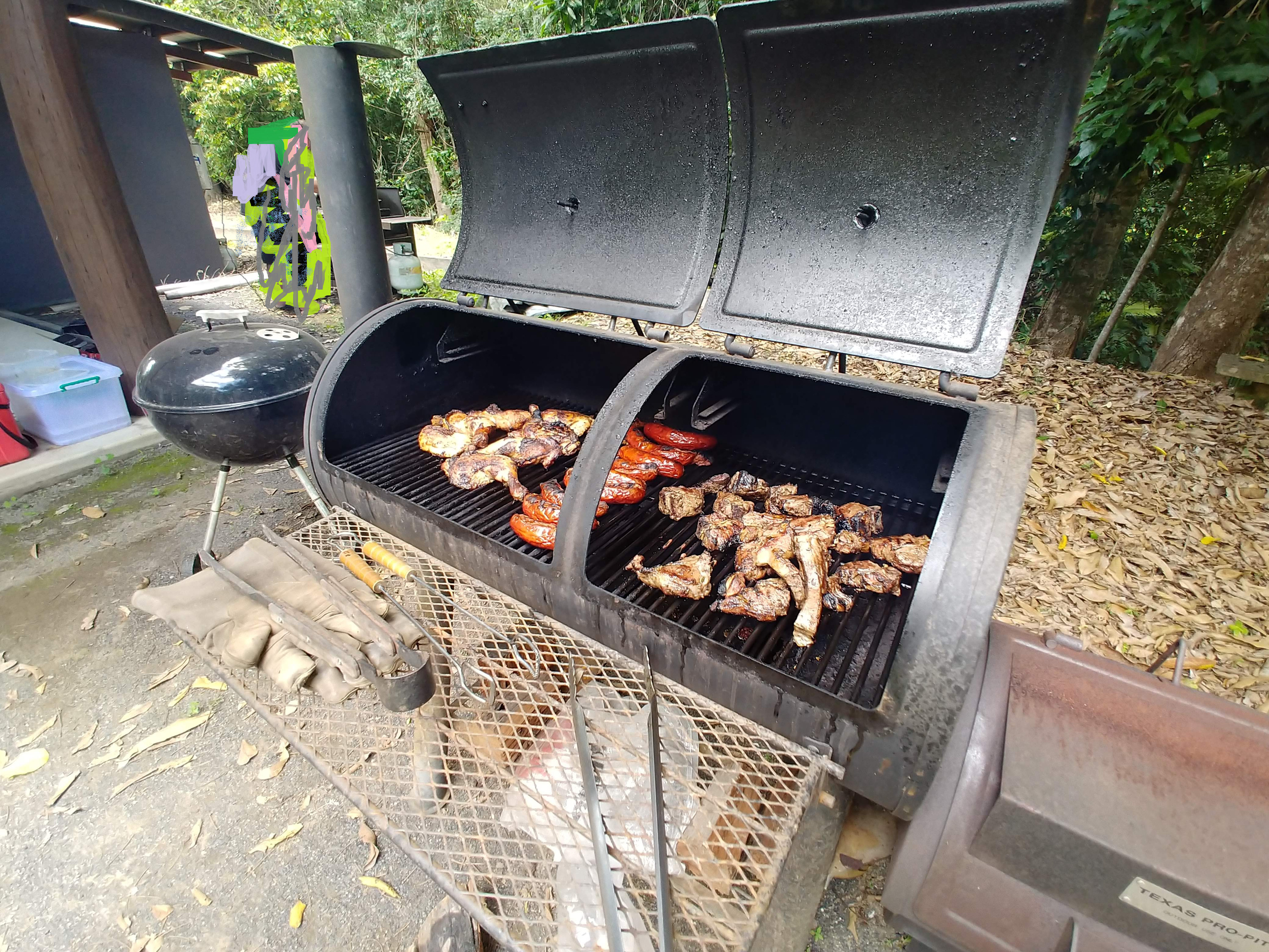 Offset smoker available byo wood 