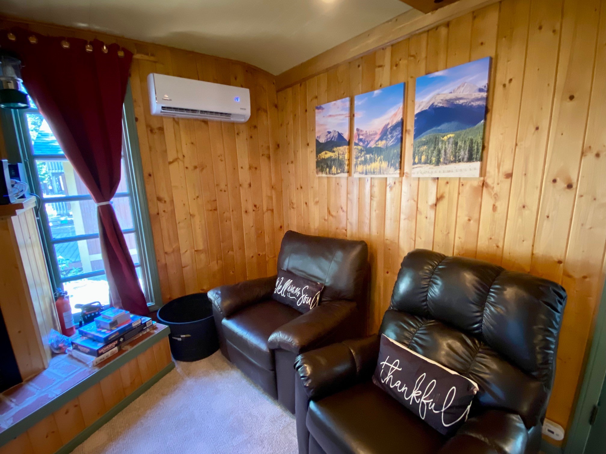 Newly installed AC mini split unit for the cabin glamping experience