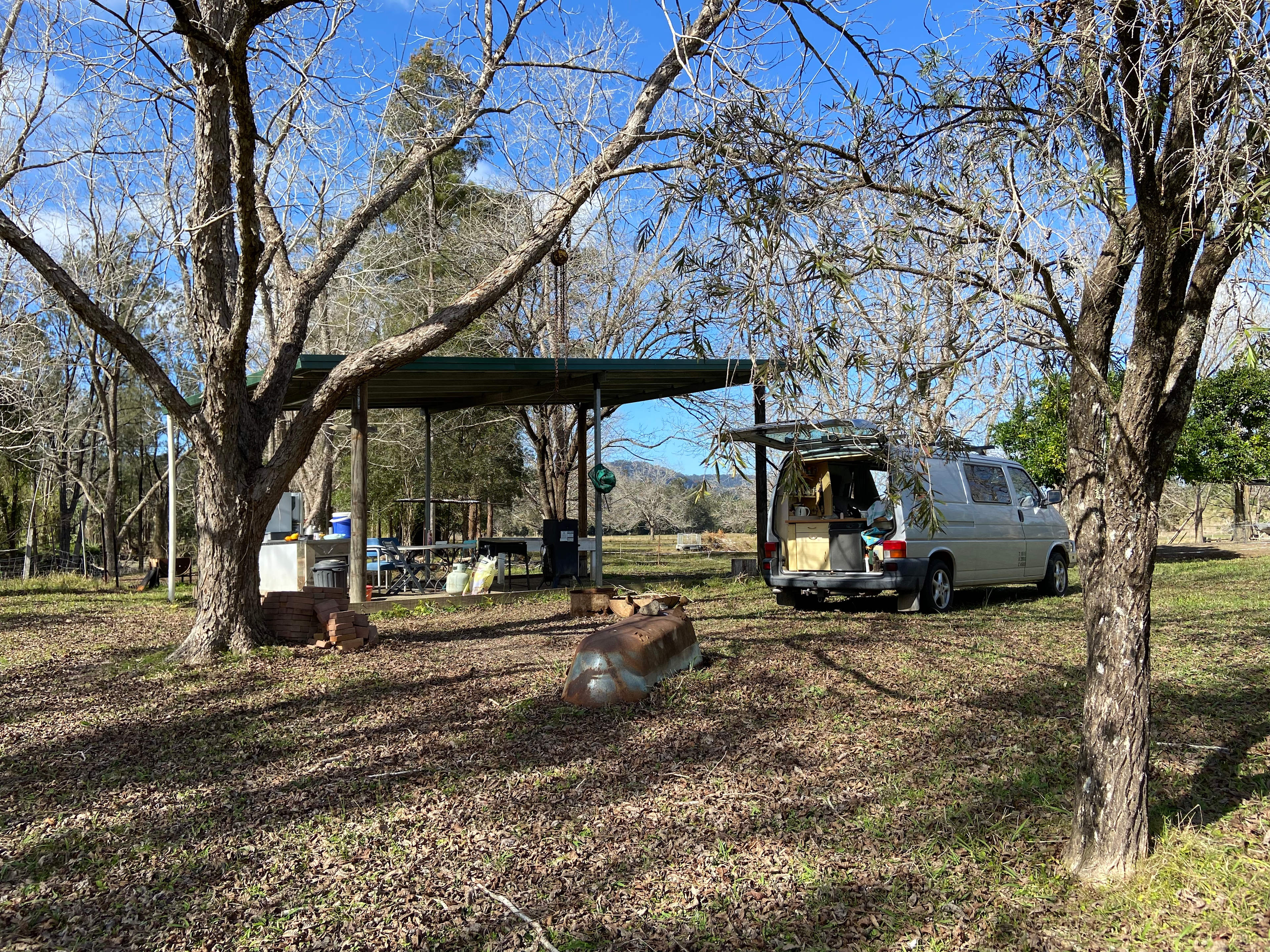 My set up beside the kitchen for the night! Small site- it’s all you need 