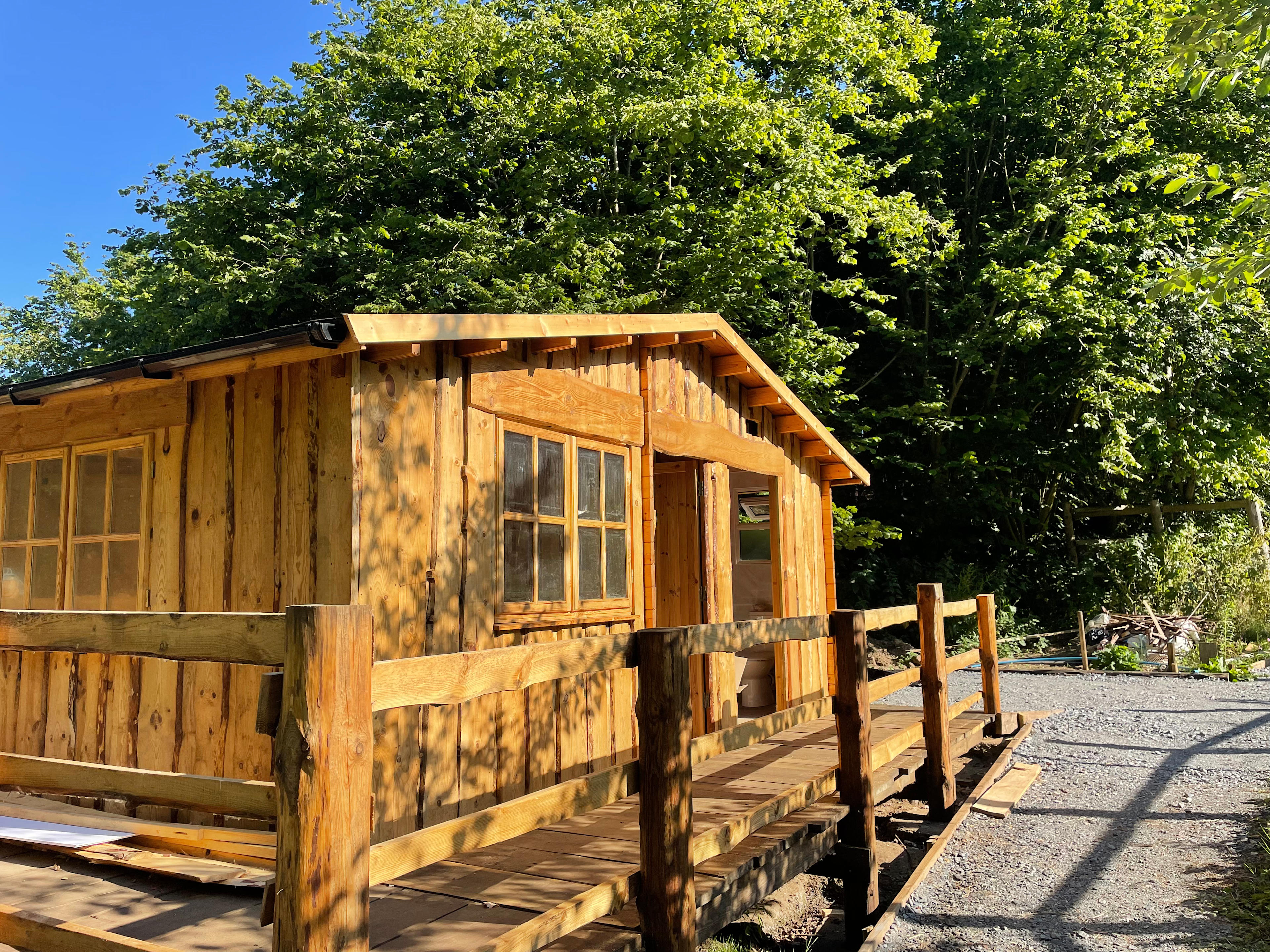 The accessible shower block and kitchen 
