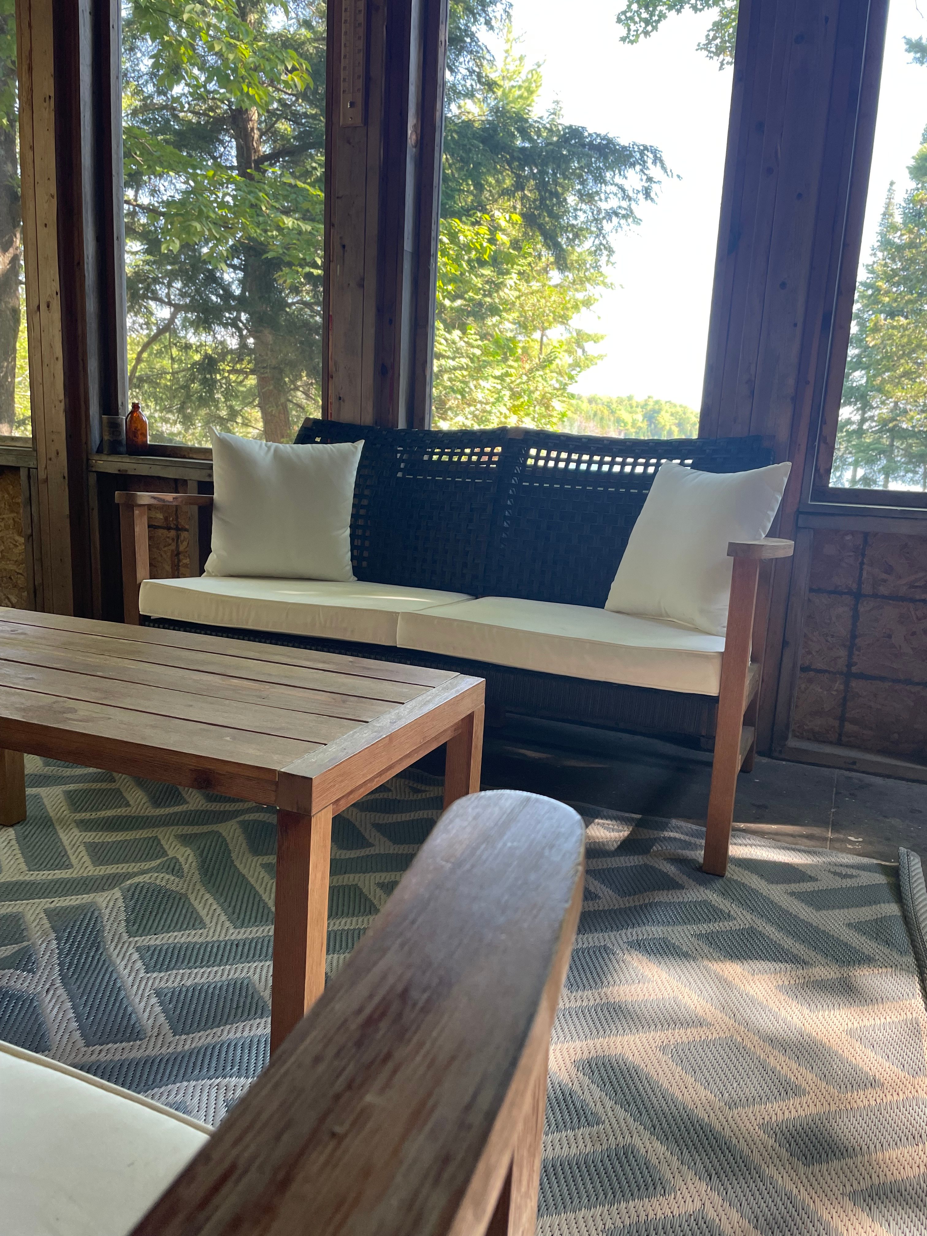Beautiful seating area in the enclosed porch.