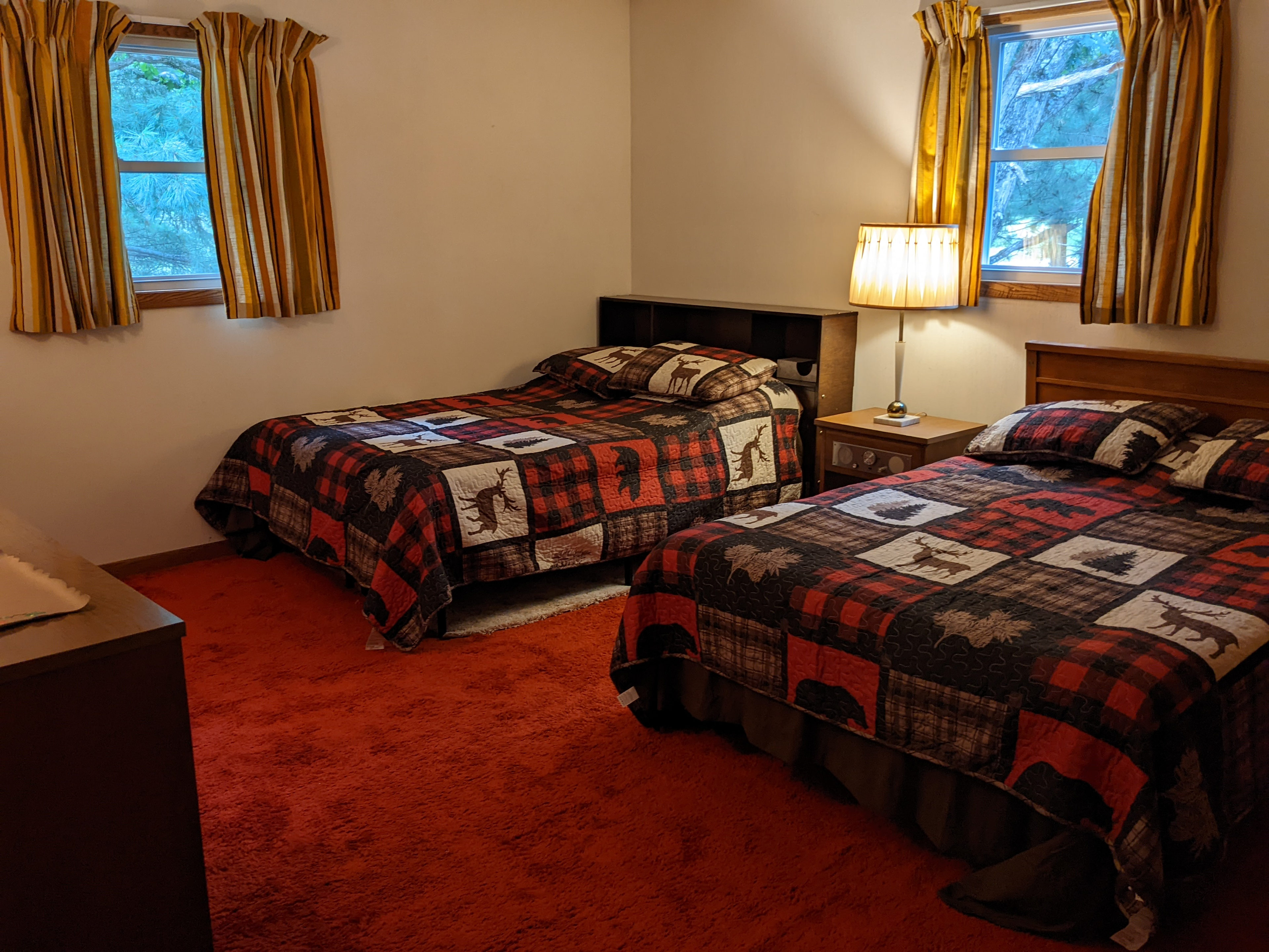 Upstairs bedroom with 2 double size beds