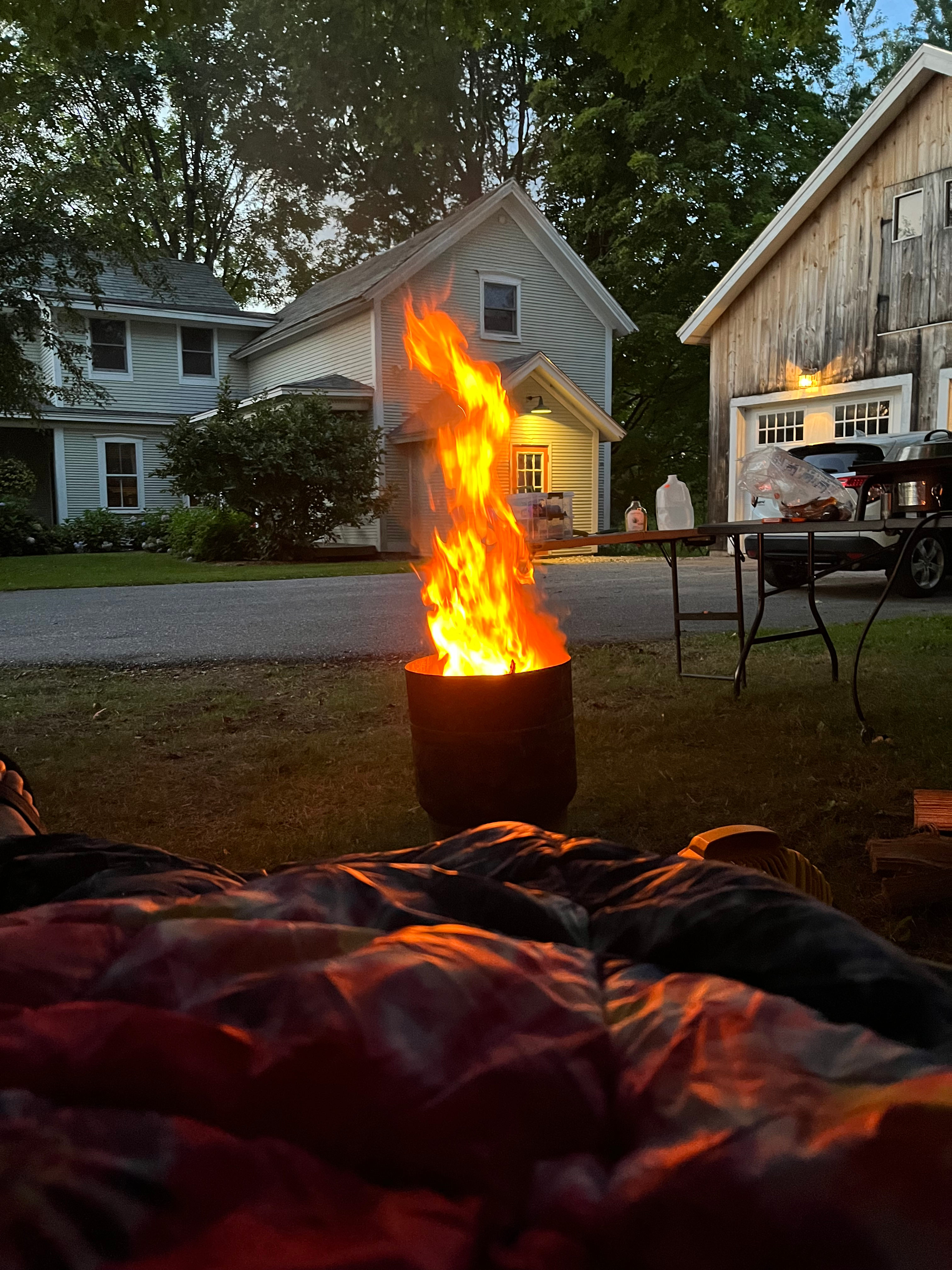 Just a little fire when we stayed there. This was our own pit, but they have a nice fire pit in their backyard for guests. 