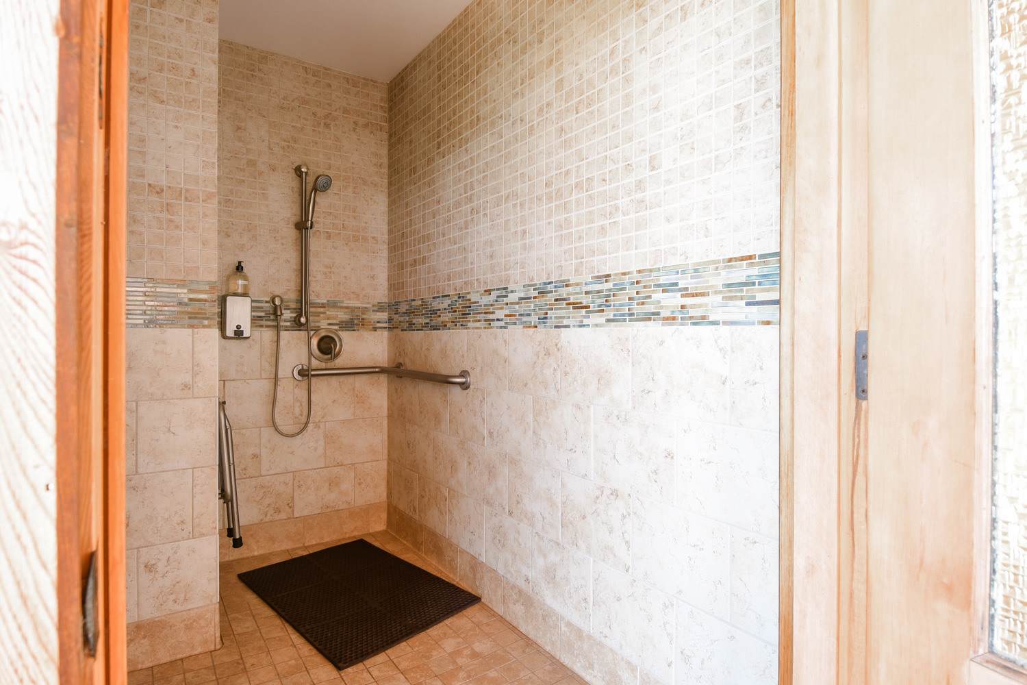 Bathroom adjacent to sauna.