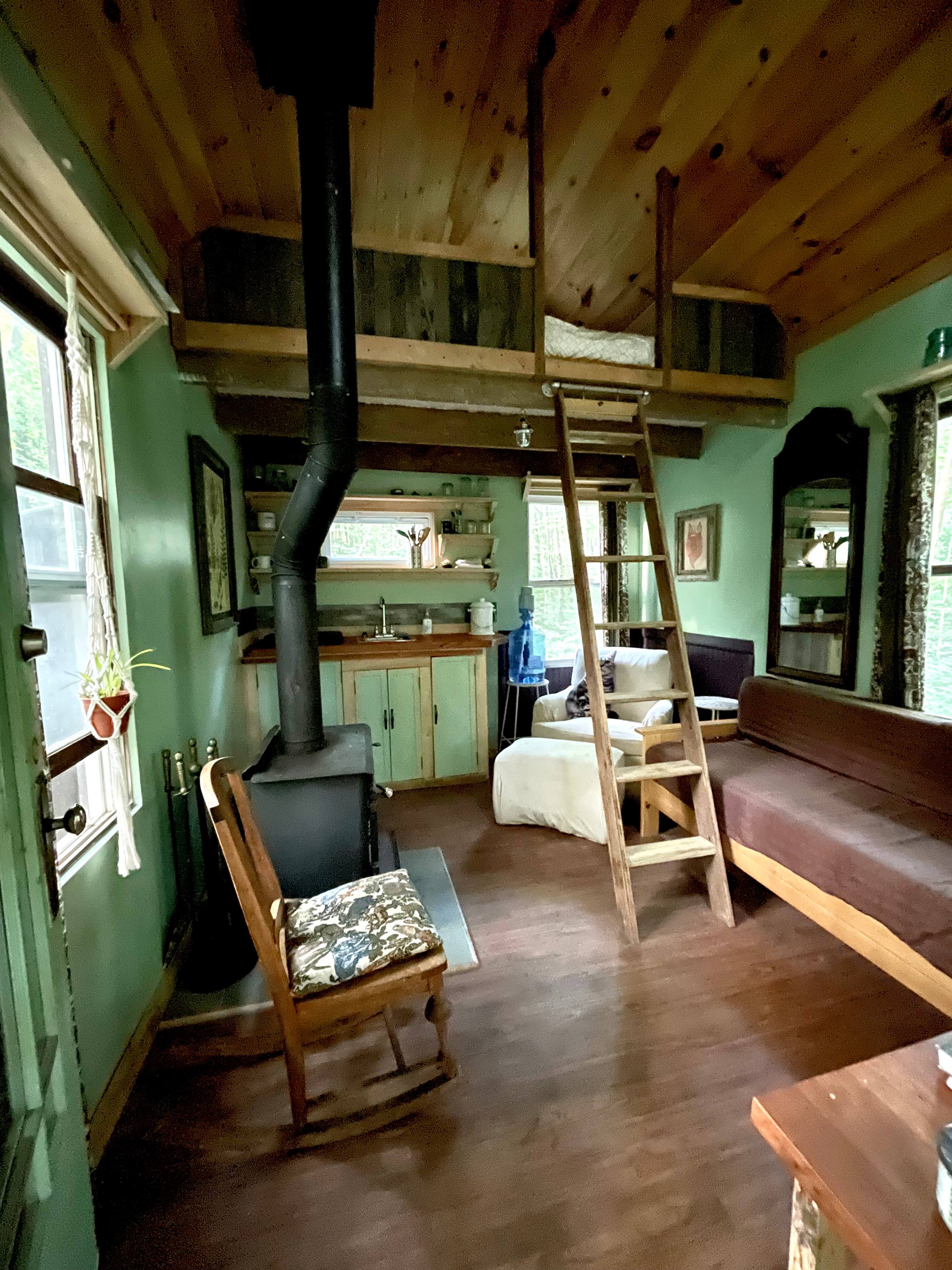 Inside the cozy sugar shack, 