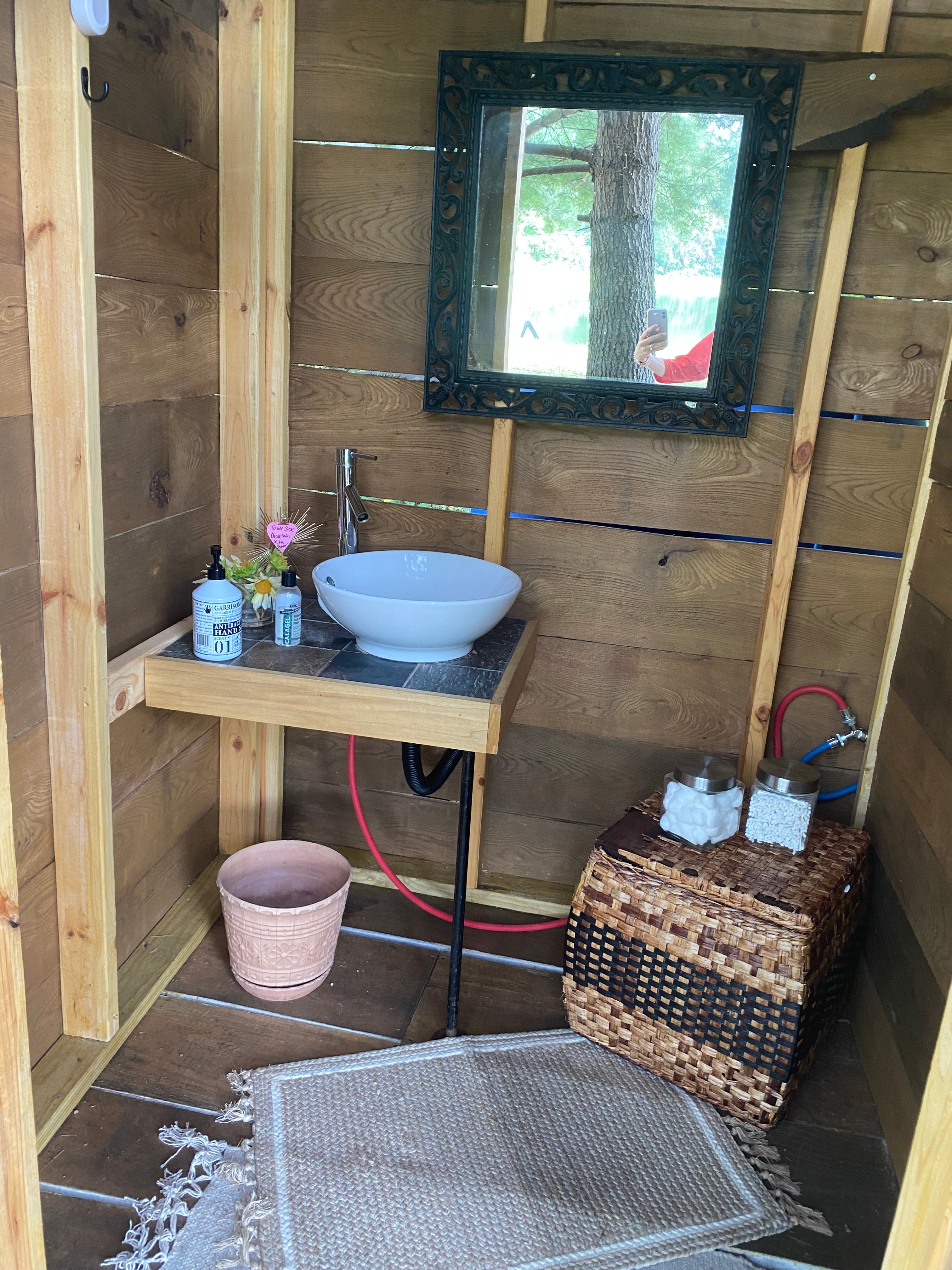 Nice sink and heated shower 