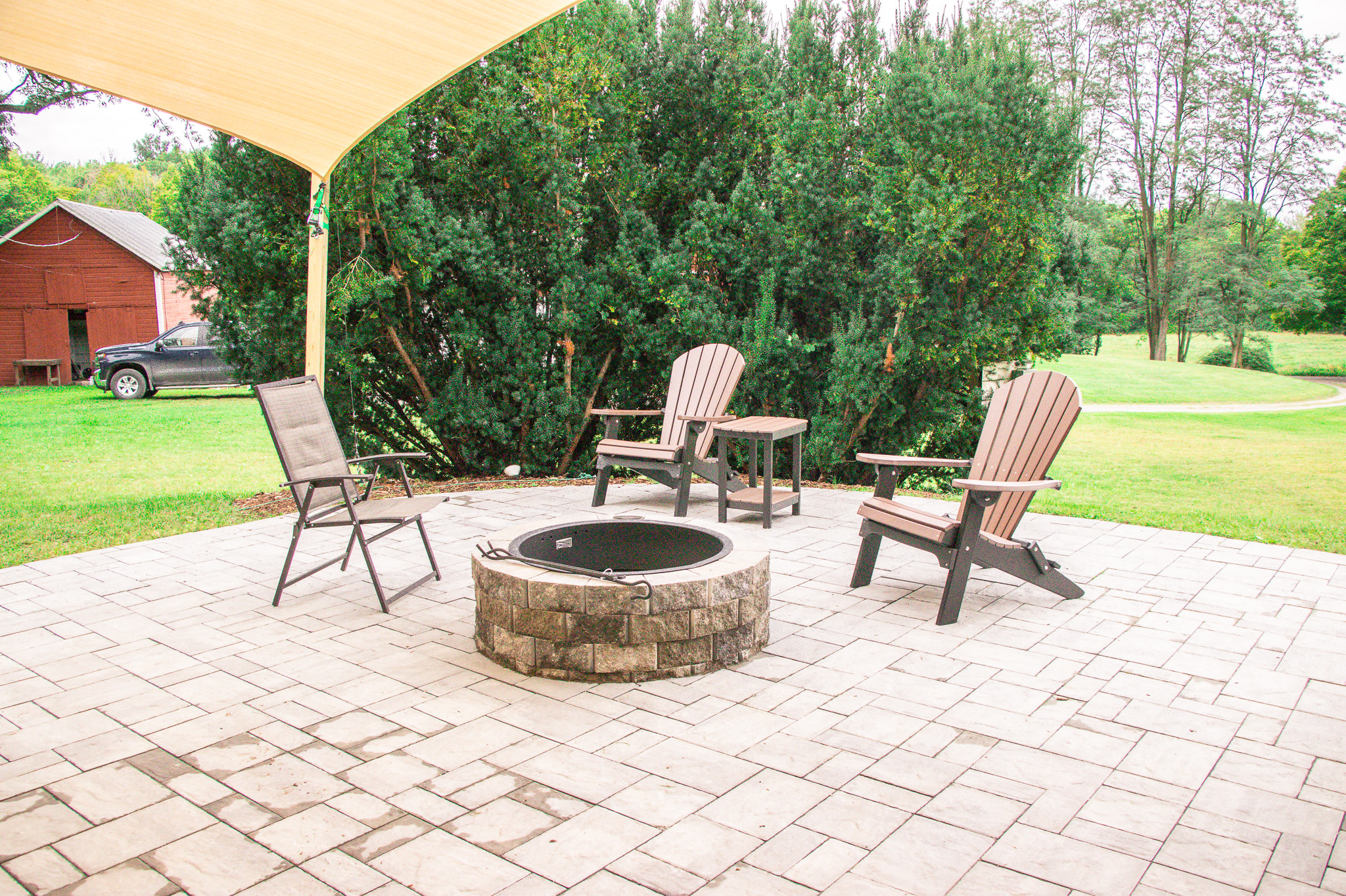 Firepit up at the patio area 