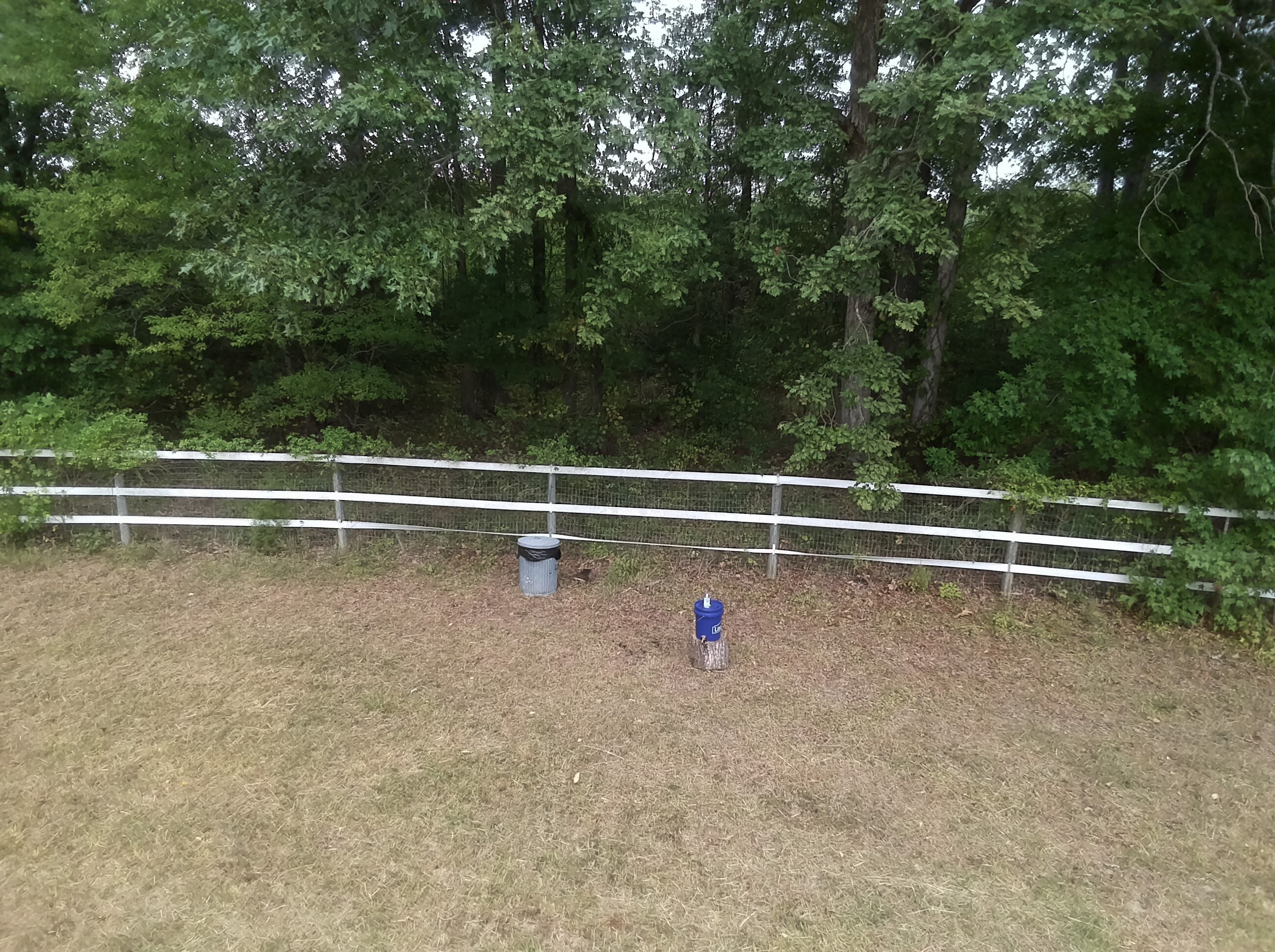 Site number 1 with our handwashing station and trashcan.