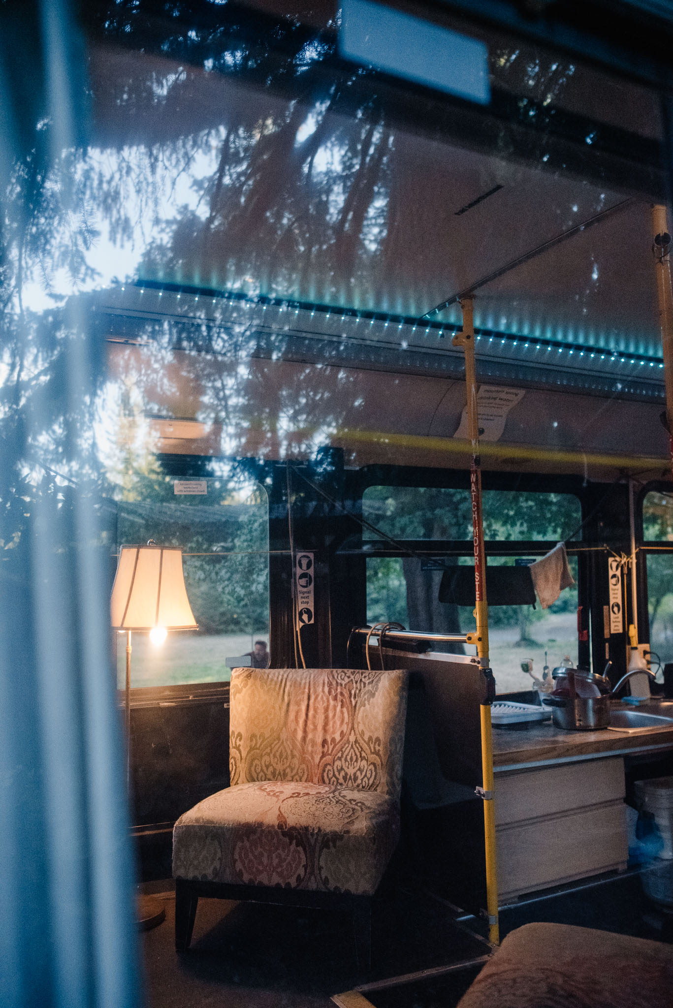 Siting spot inside the kitchen/bus