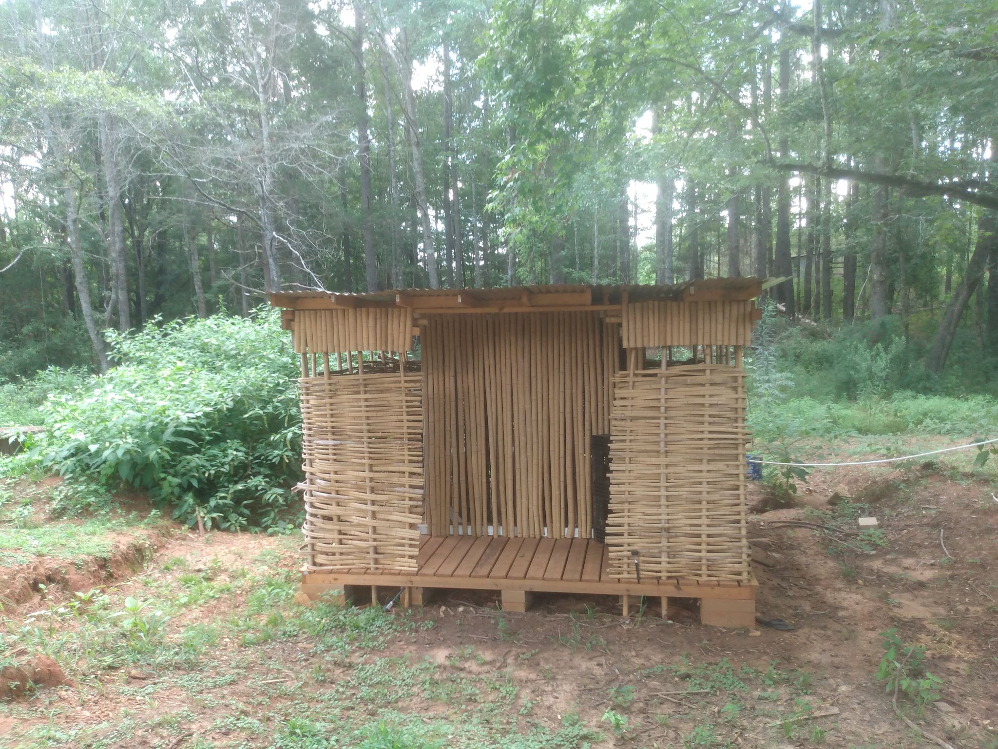 Bamboo shower and restroom.