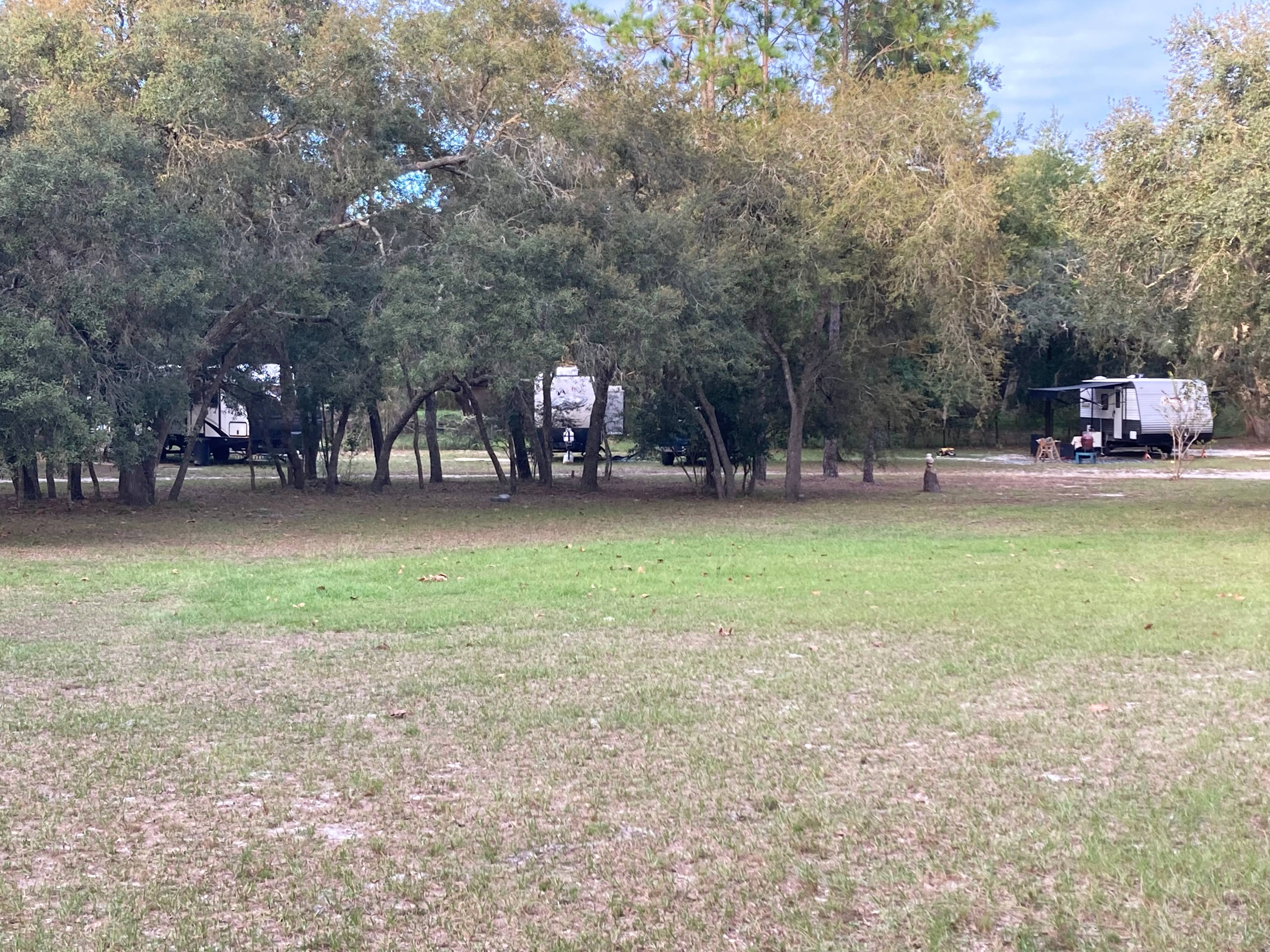 In this photo, you can see all three campsites.  From left to right, we call them sites A, B, and C.
