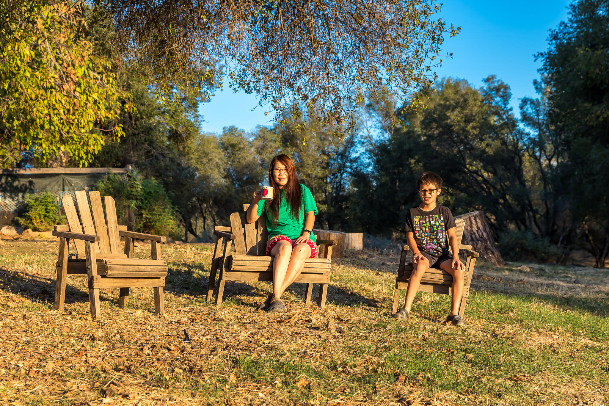 What a way to relax, watching the sun come up over the mountains.