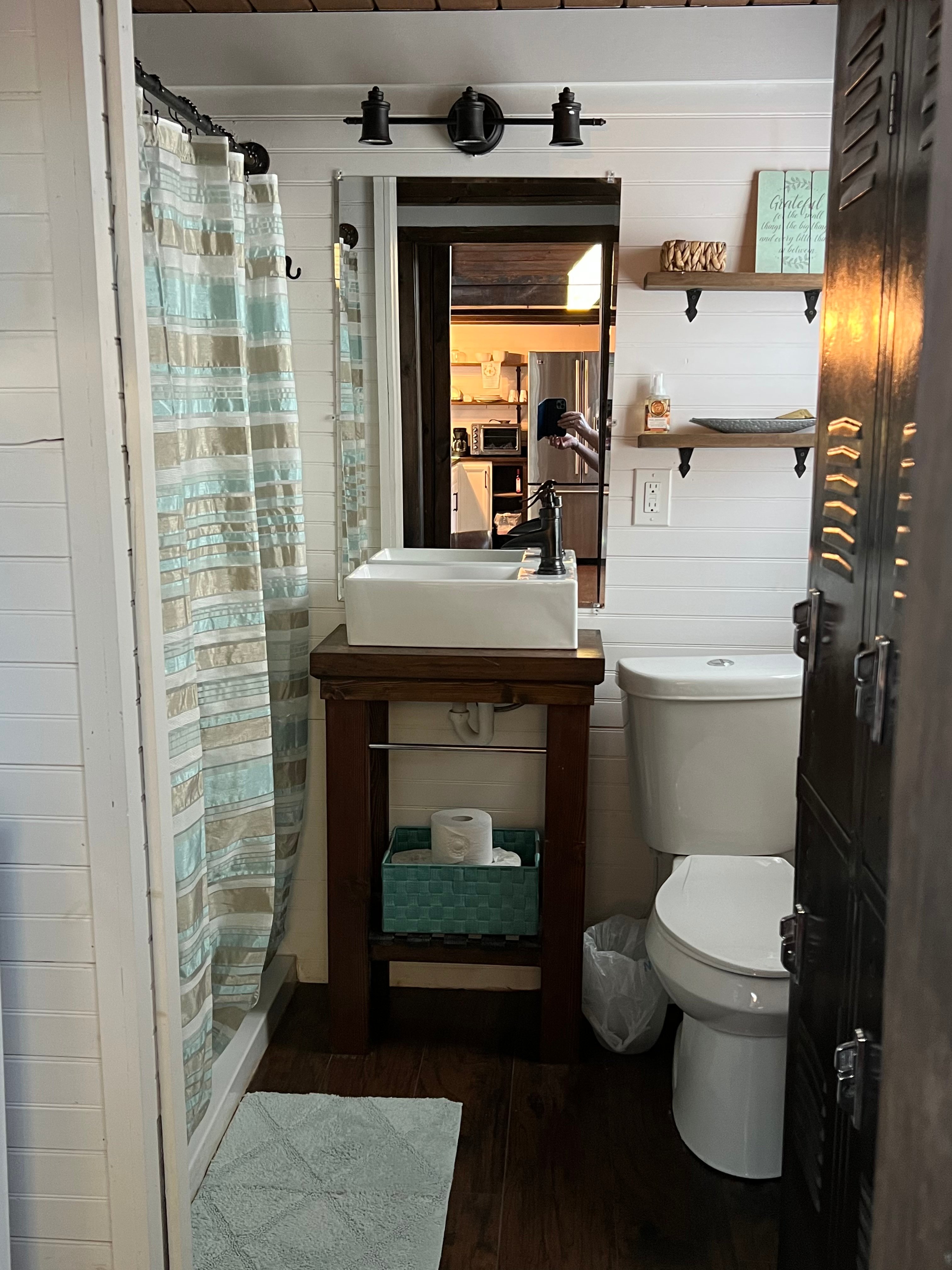 Bathroom with full size shower