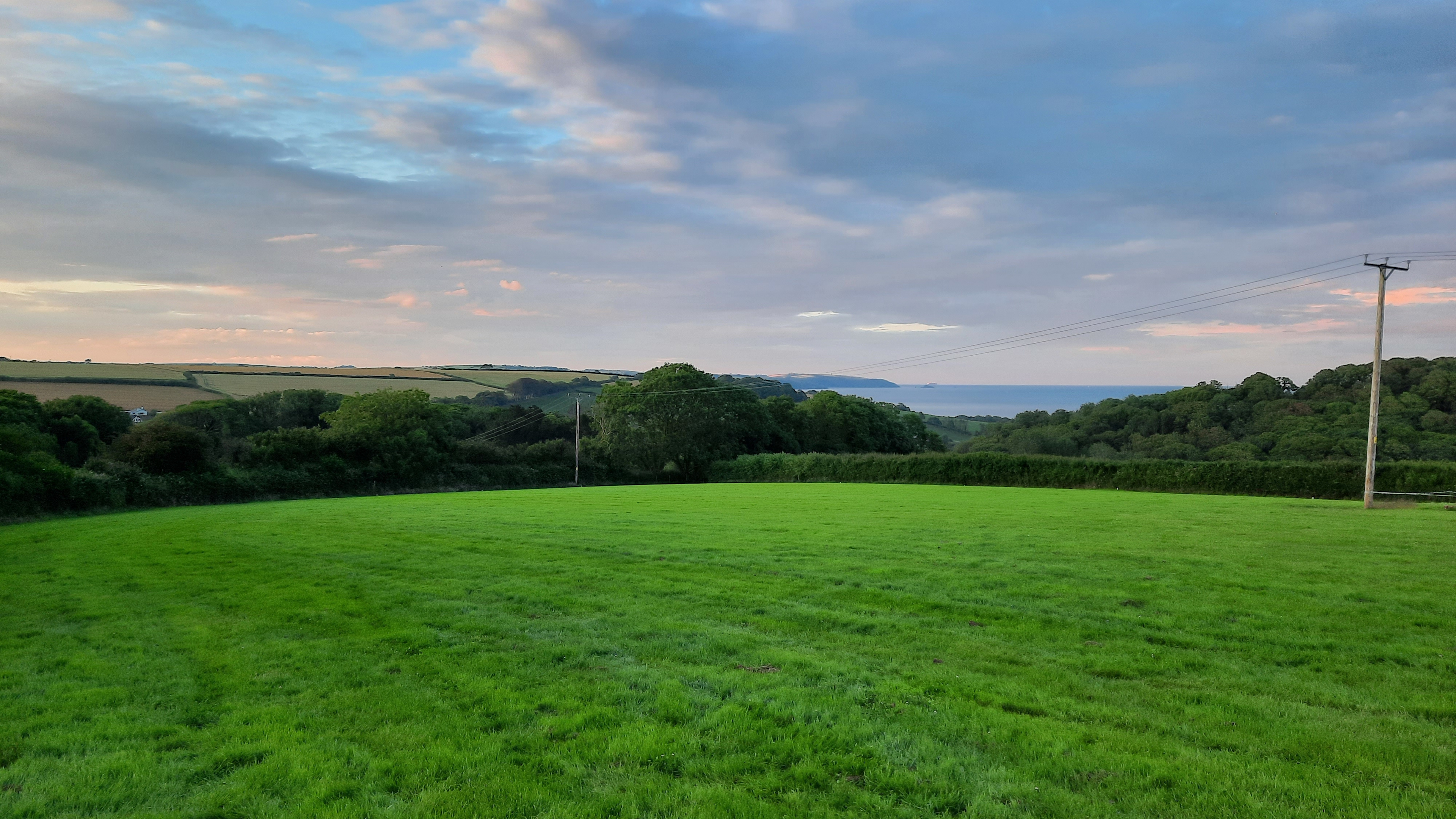 View from Pitch 3 over the sea at Start Bay