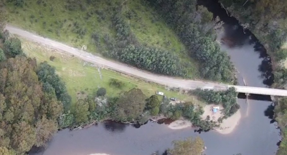 Camp sites are each side of the road