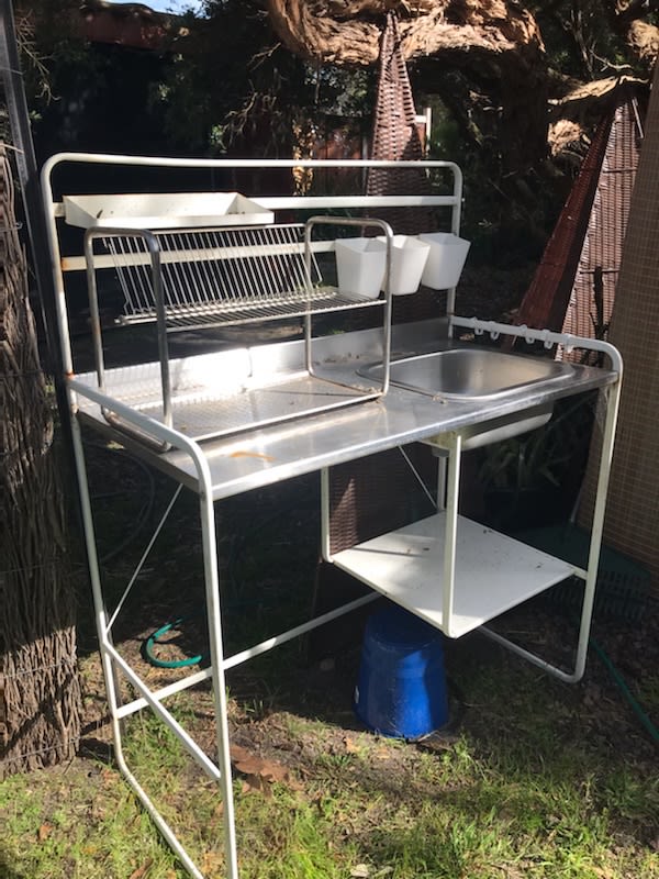 Small kitchenette on site .. please empty buckets of grey water onto garden and try use earth friendly detergents. 