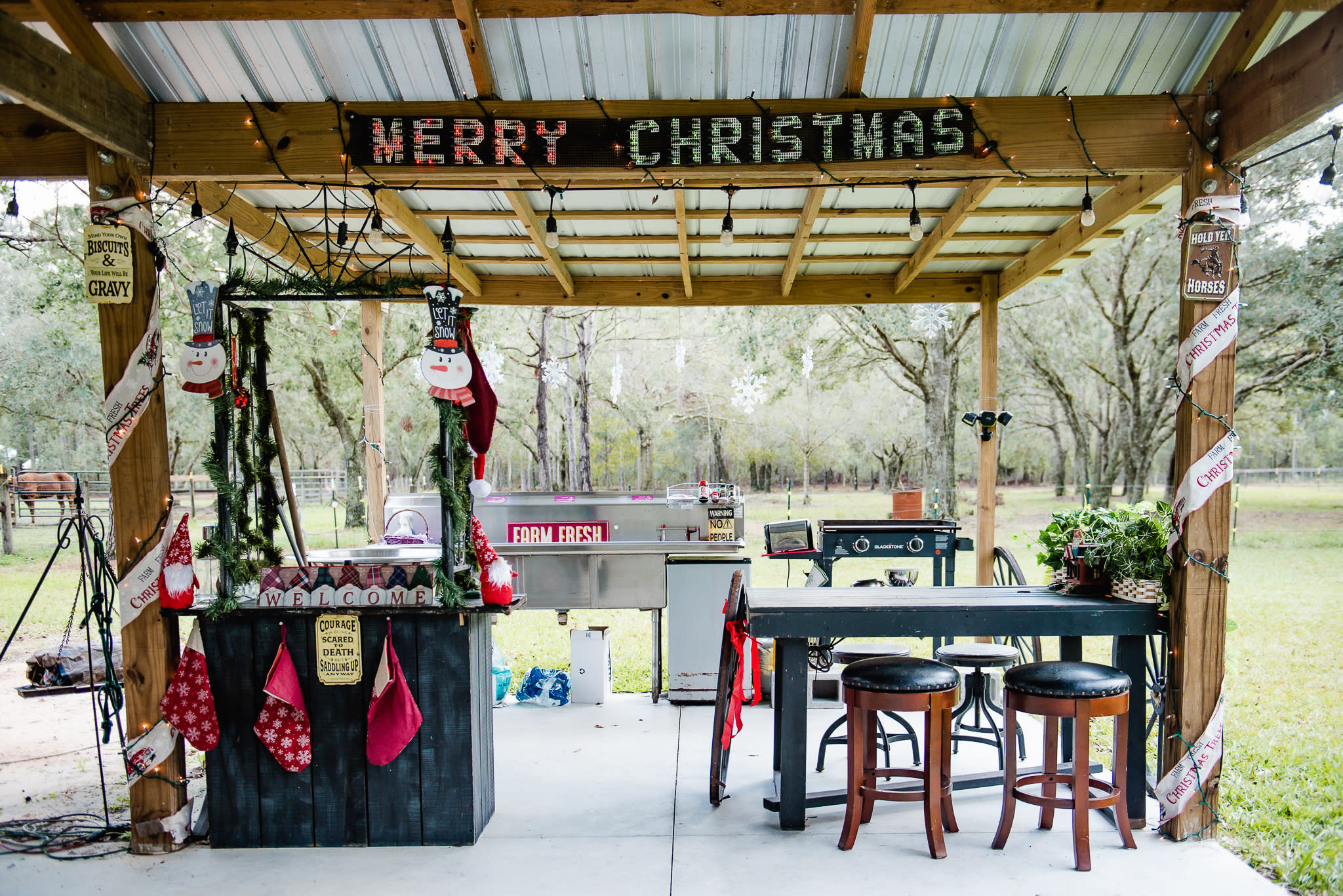 Nice outdoor kitchen and gathering area
