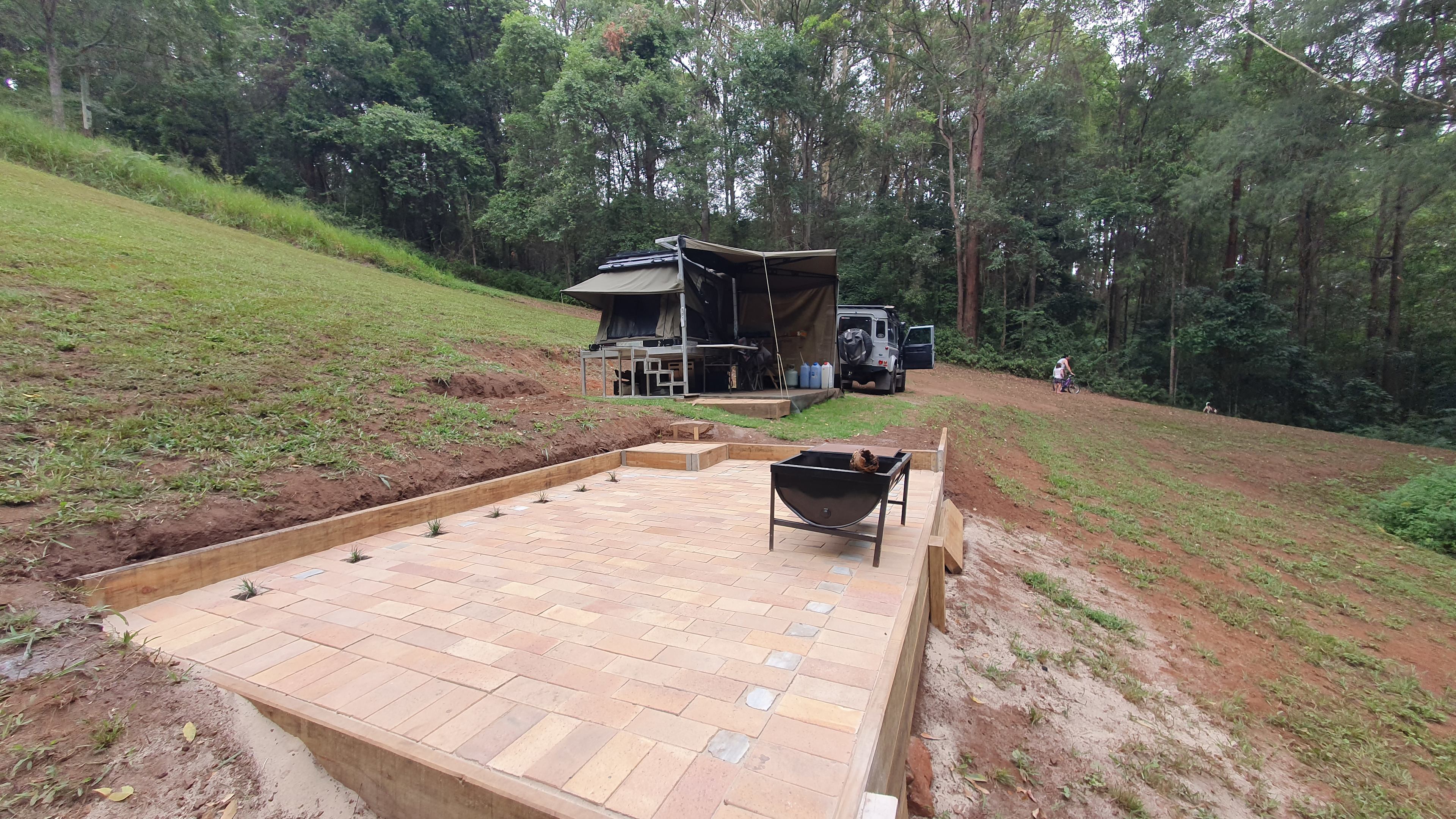 Paved fitpit and chill out area