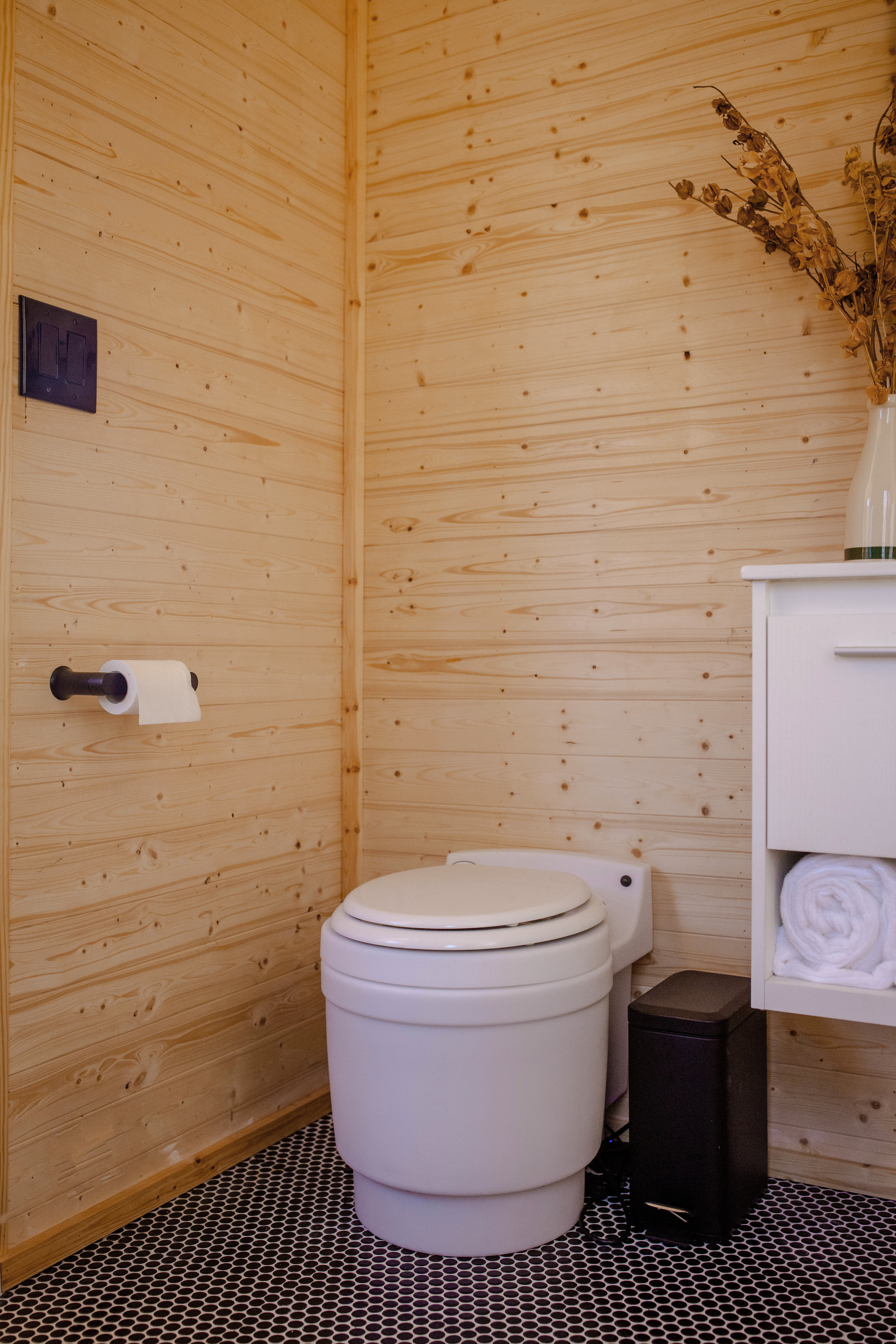 You'll have the top of the line Laveo Dry-Flush toilet.