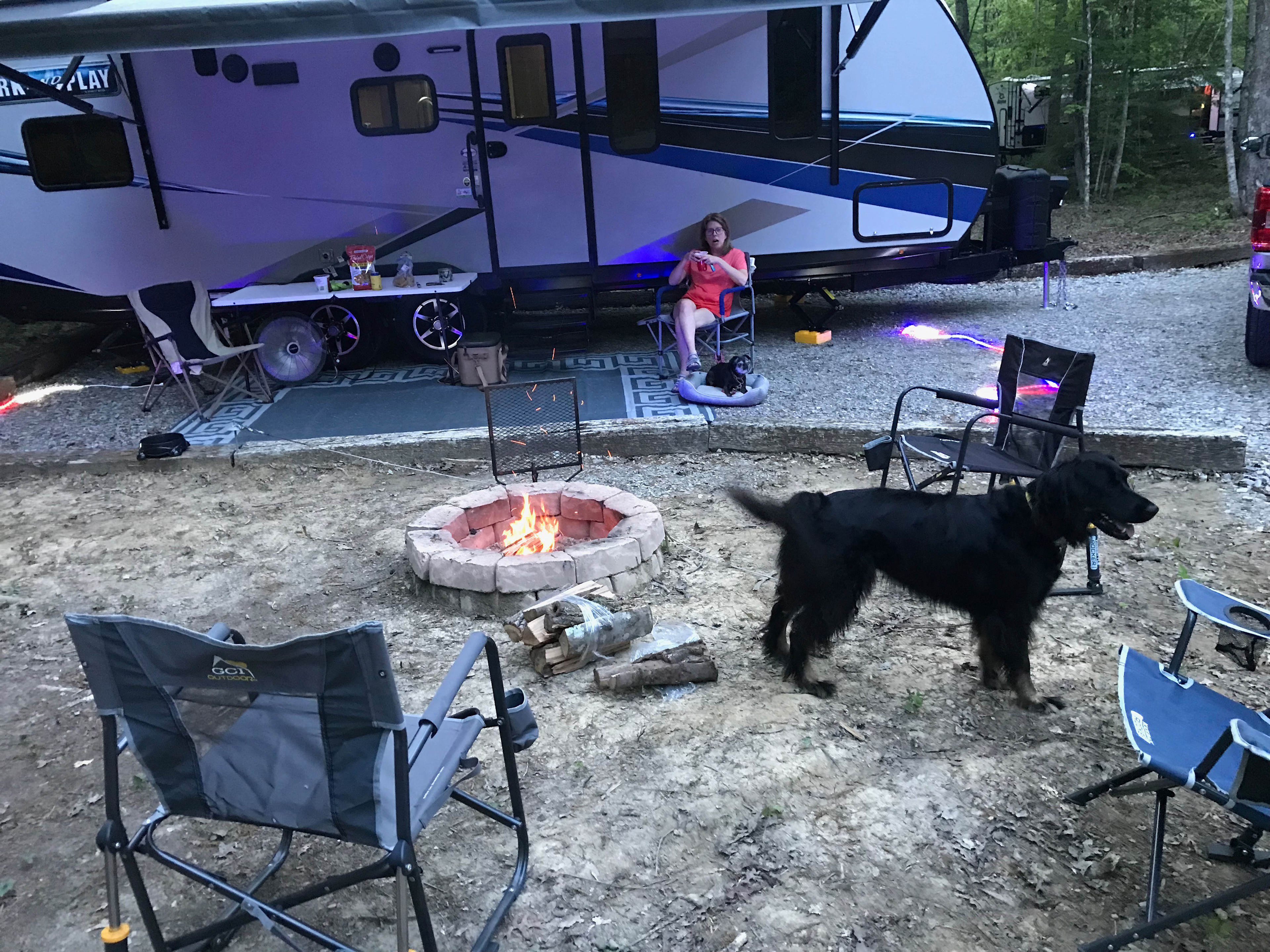 We have 5 Rv sites that have their own small dog park. 