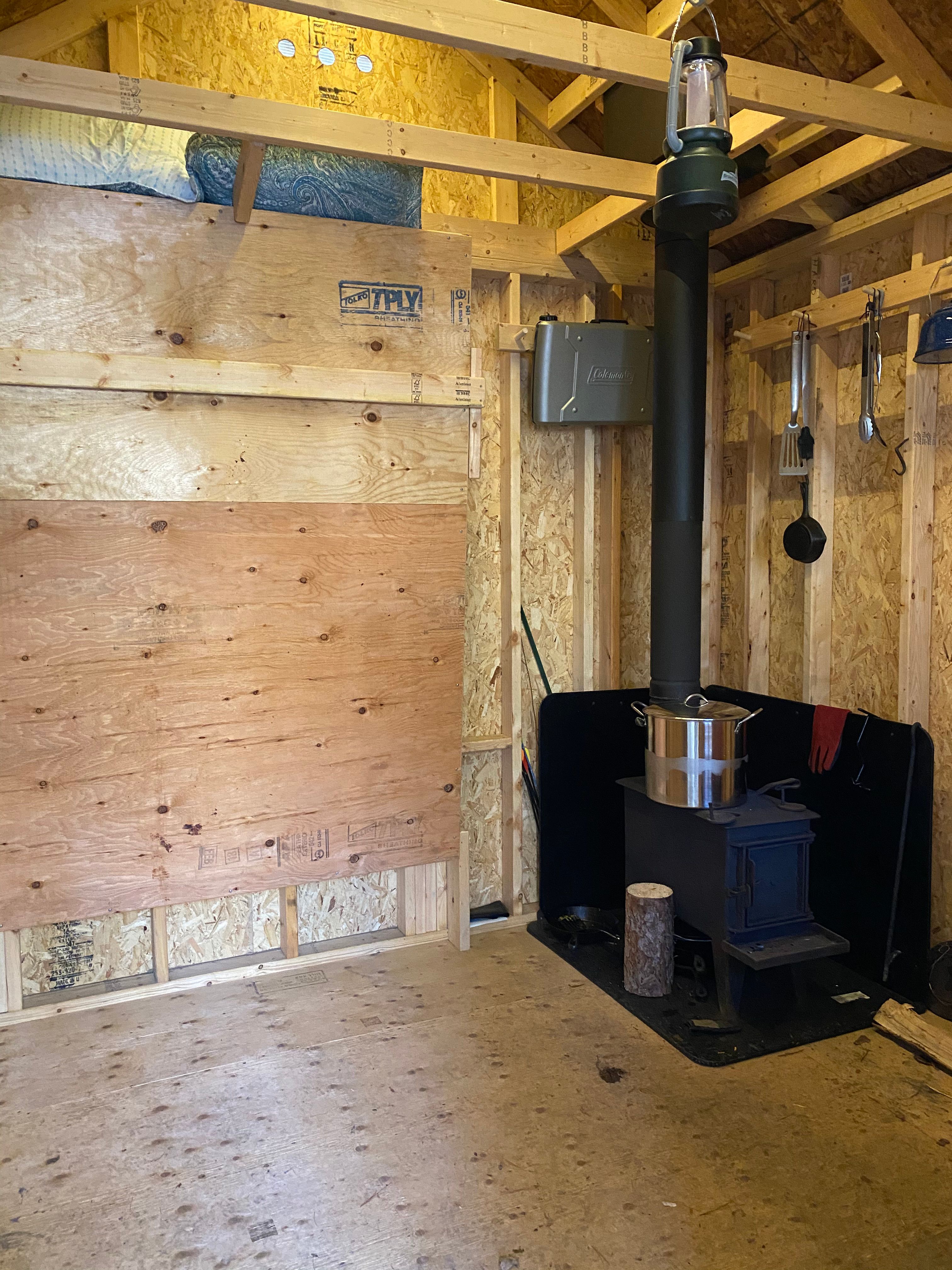 Murphy bed folded up for more room.
