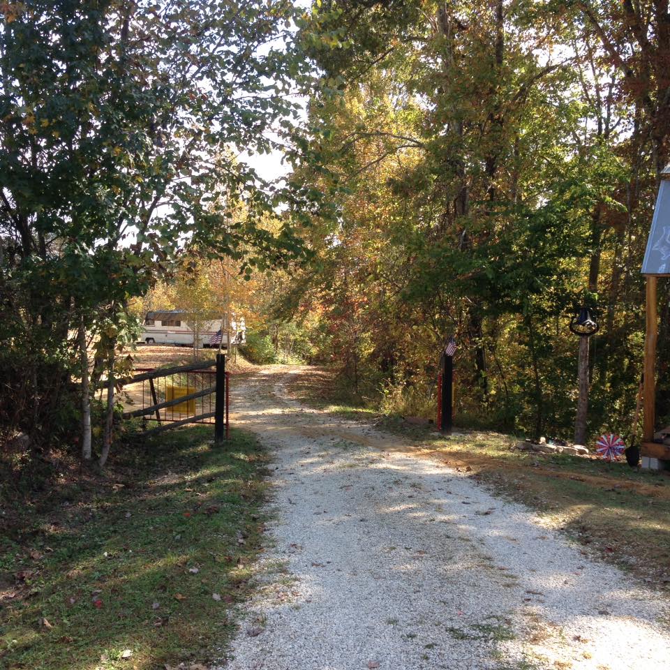 Beautiful fall colors. RVs go through the gate and pull into the area on the left. 