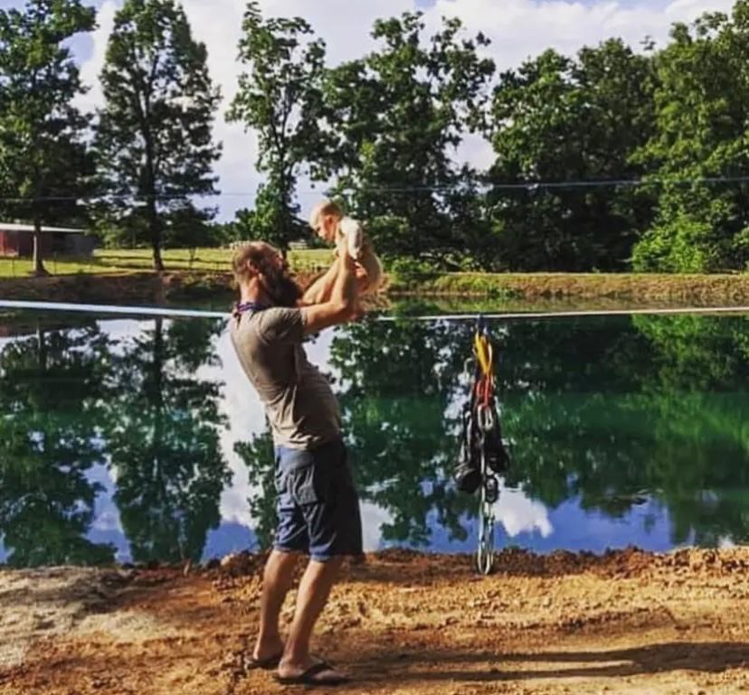 Teaching them young to slack line at our Between the Trees Festival