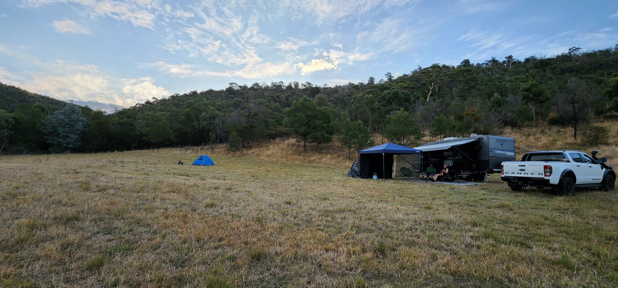 Large area to set up some uneven, some level-ish spots but a good size area to choose from. 