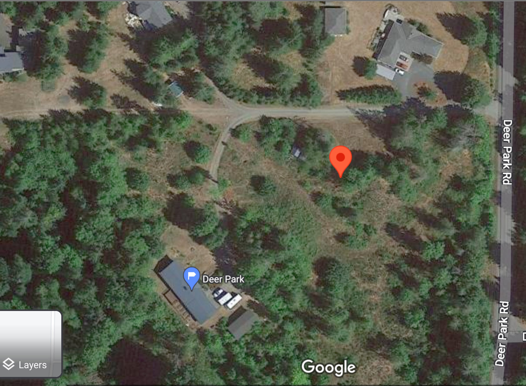 Aerial view of campsite and surrounding territory