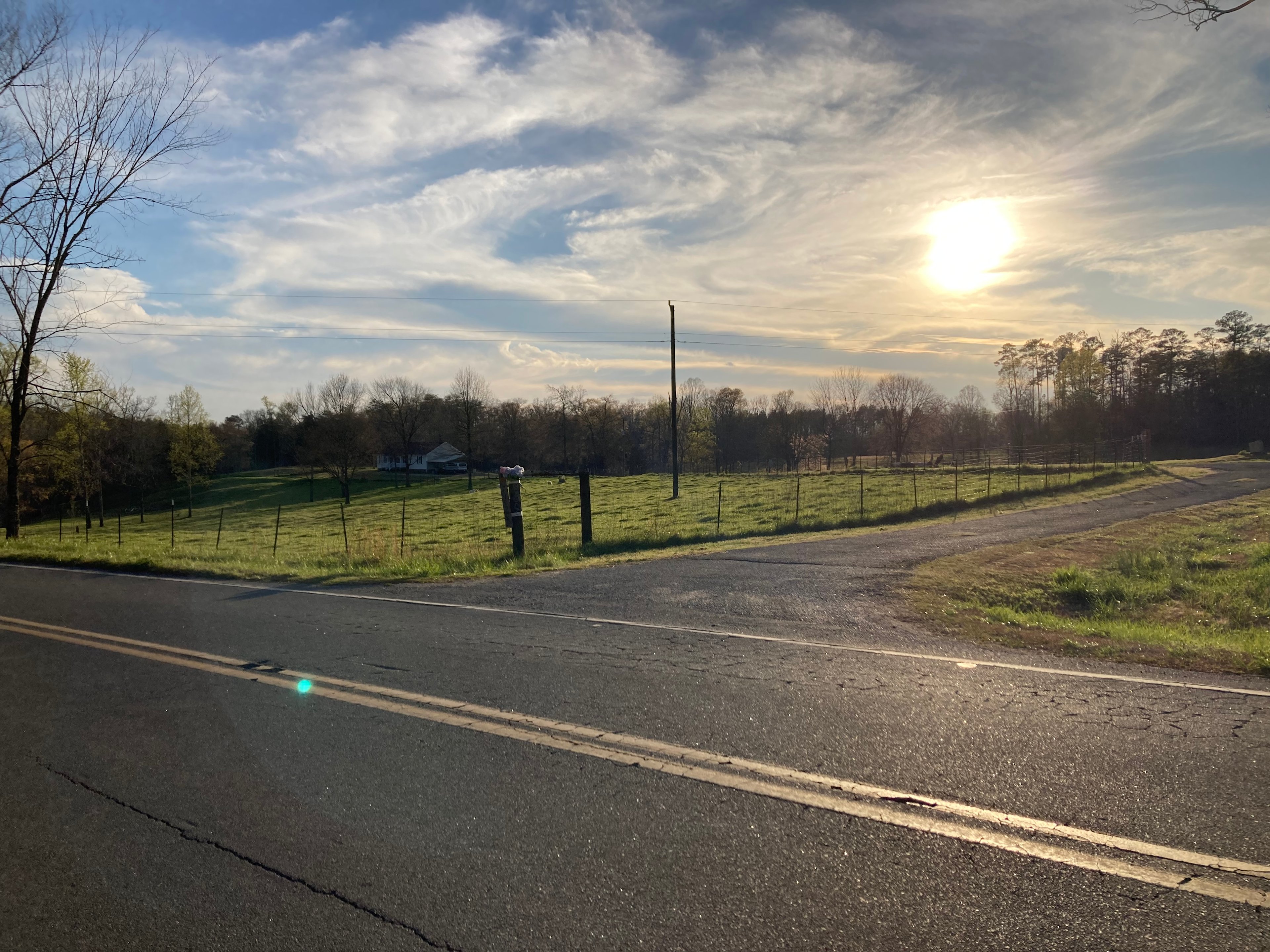 Entrance into drive toward site