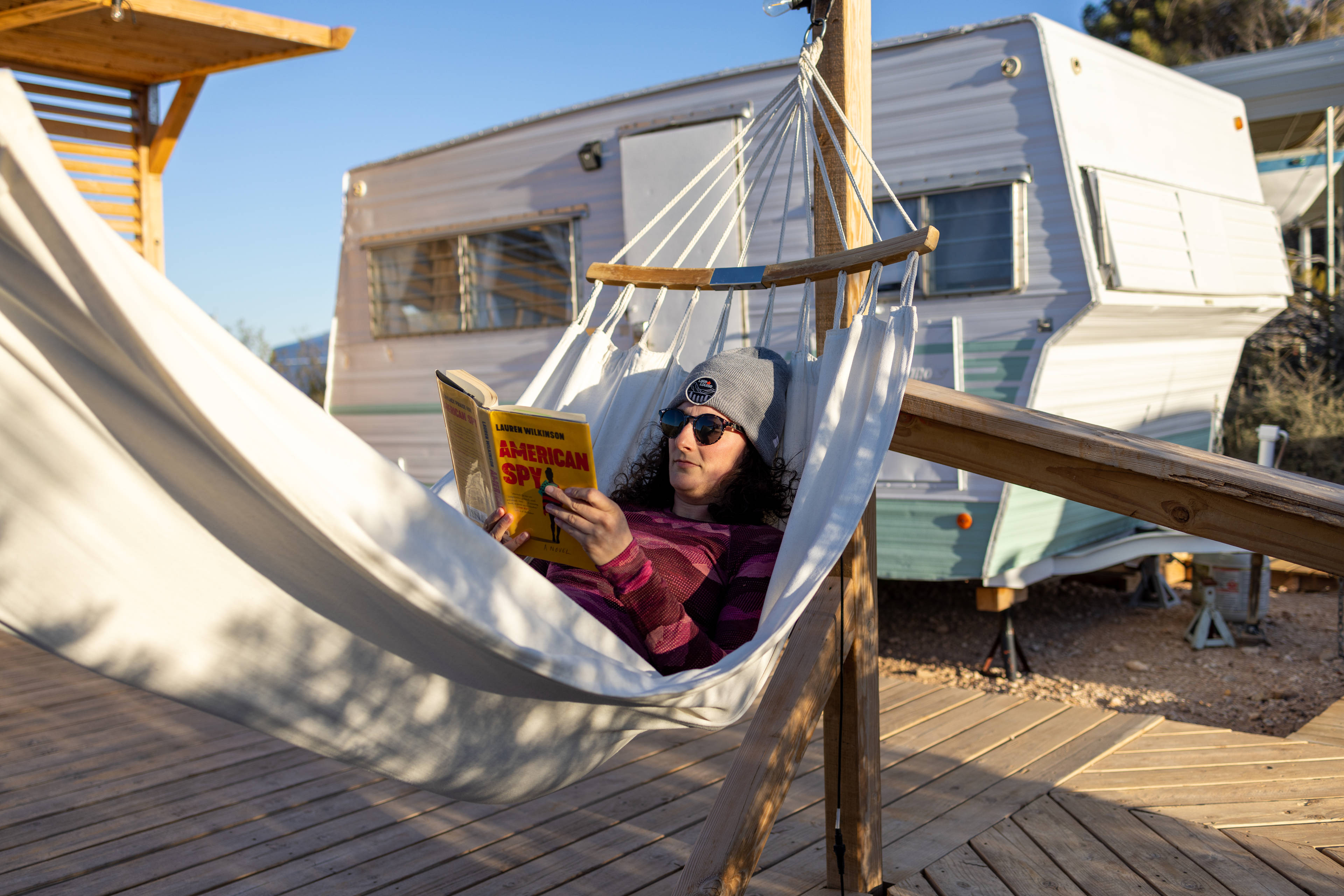 Retro Camper with Mountain Views