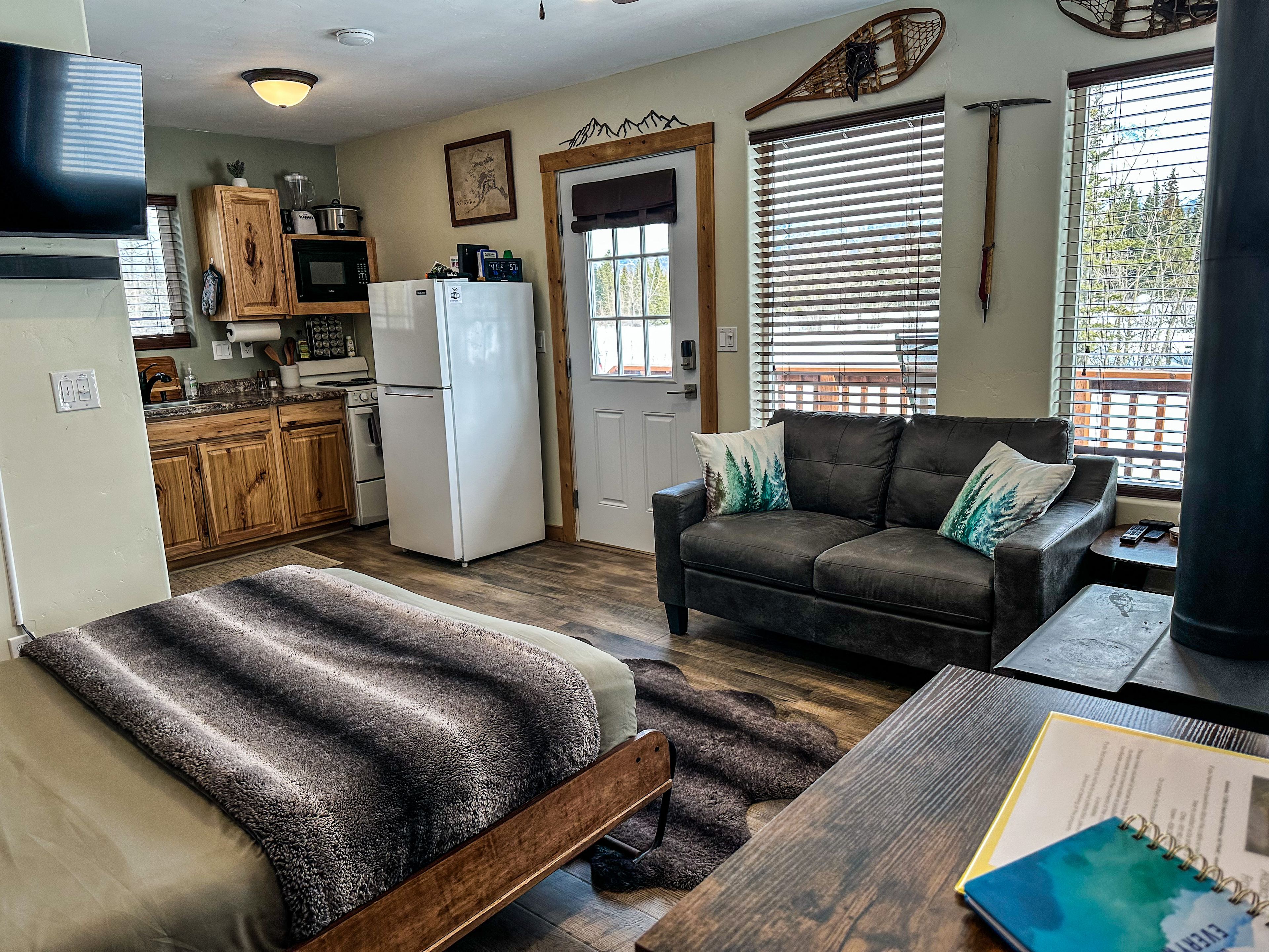 Enjoy the views of the mountains and even the northern lights while stretched out comfortably in bed!