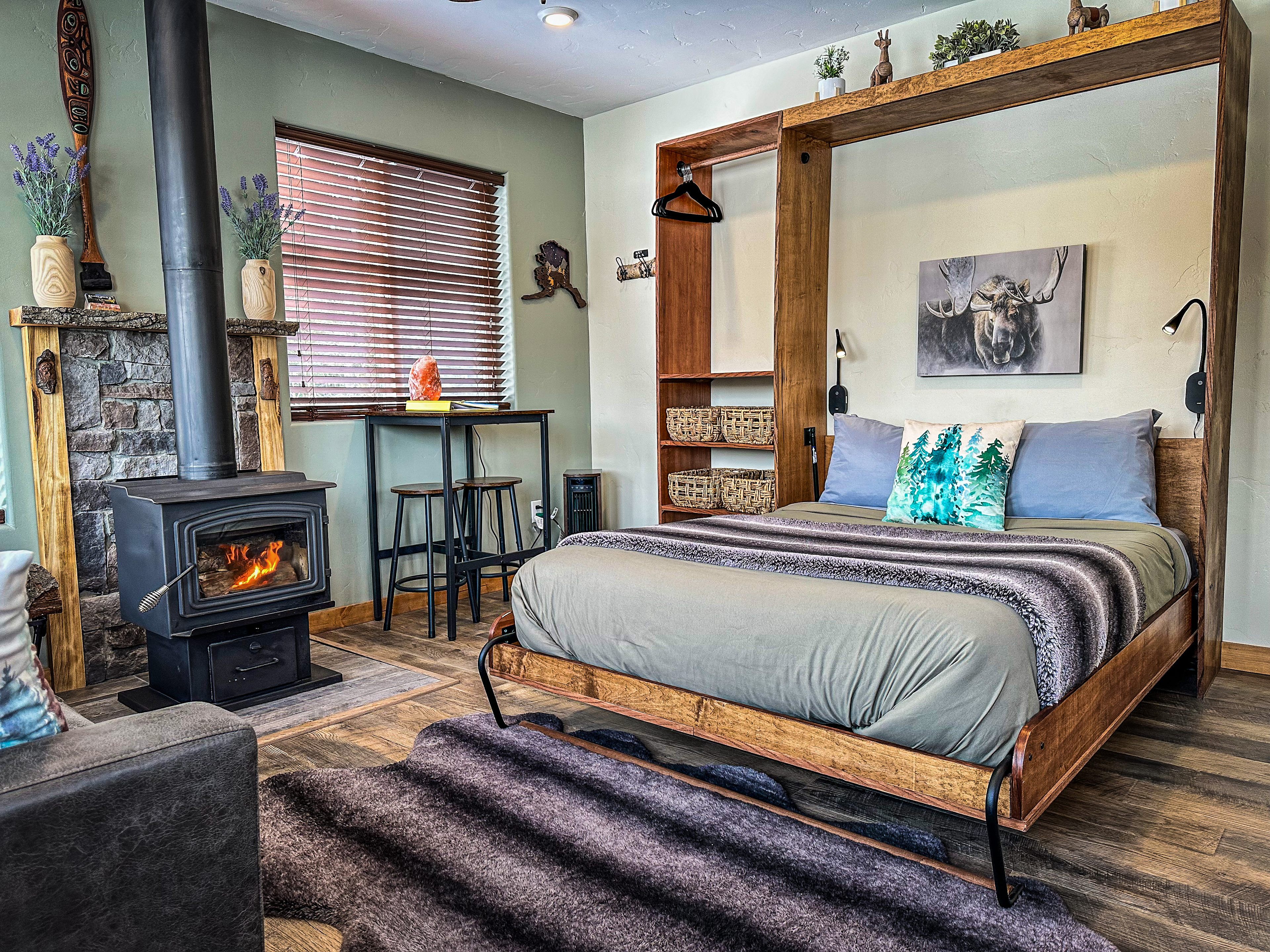 Enjoy the breathtaking mountains and even the northern lights from the comfort of bed!