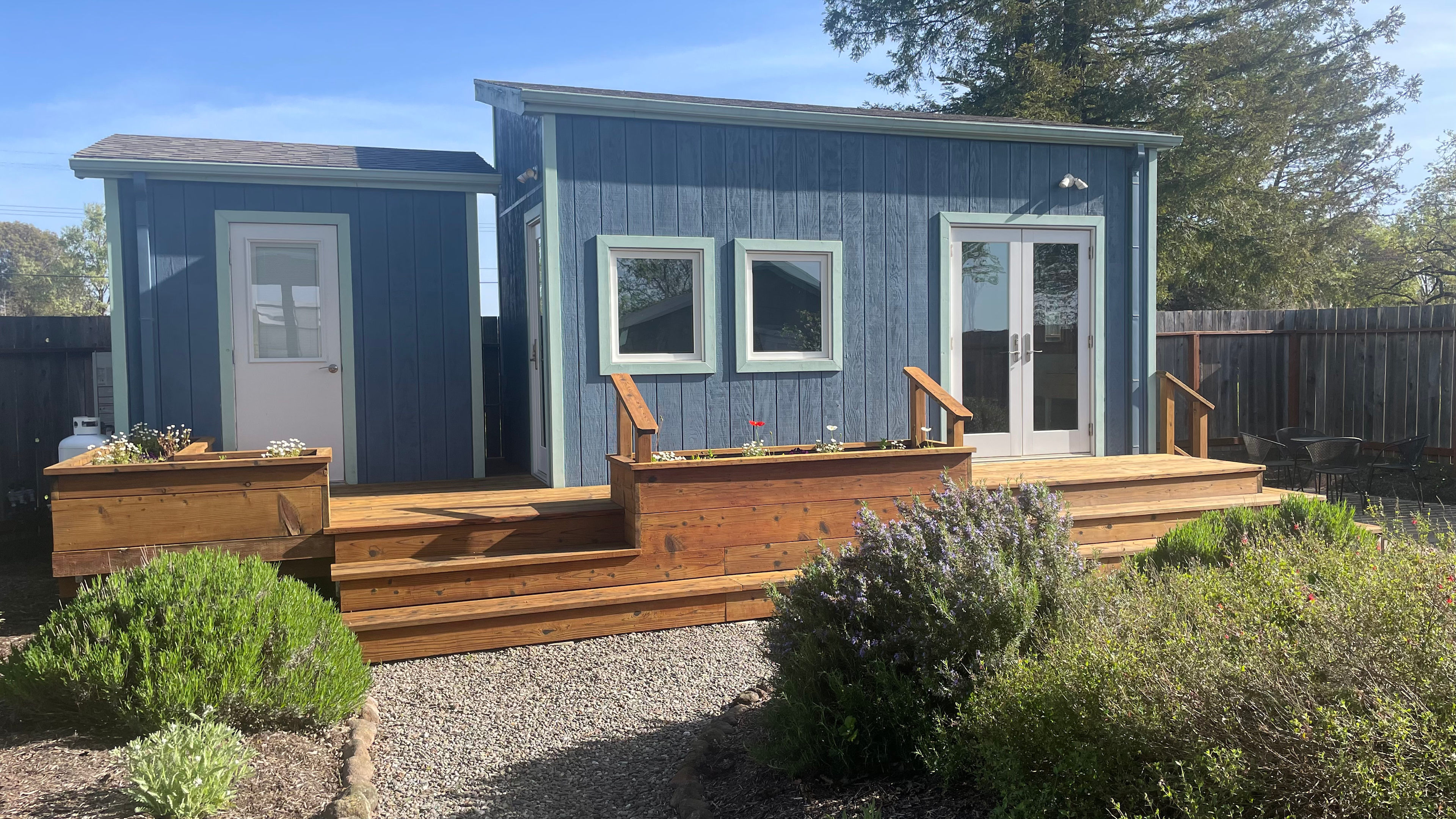 Tiny house and bathroom.
