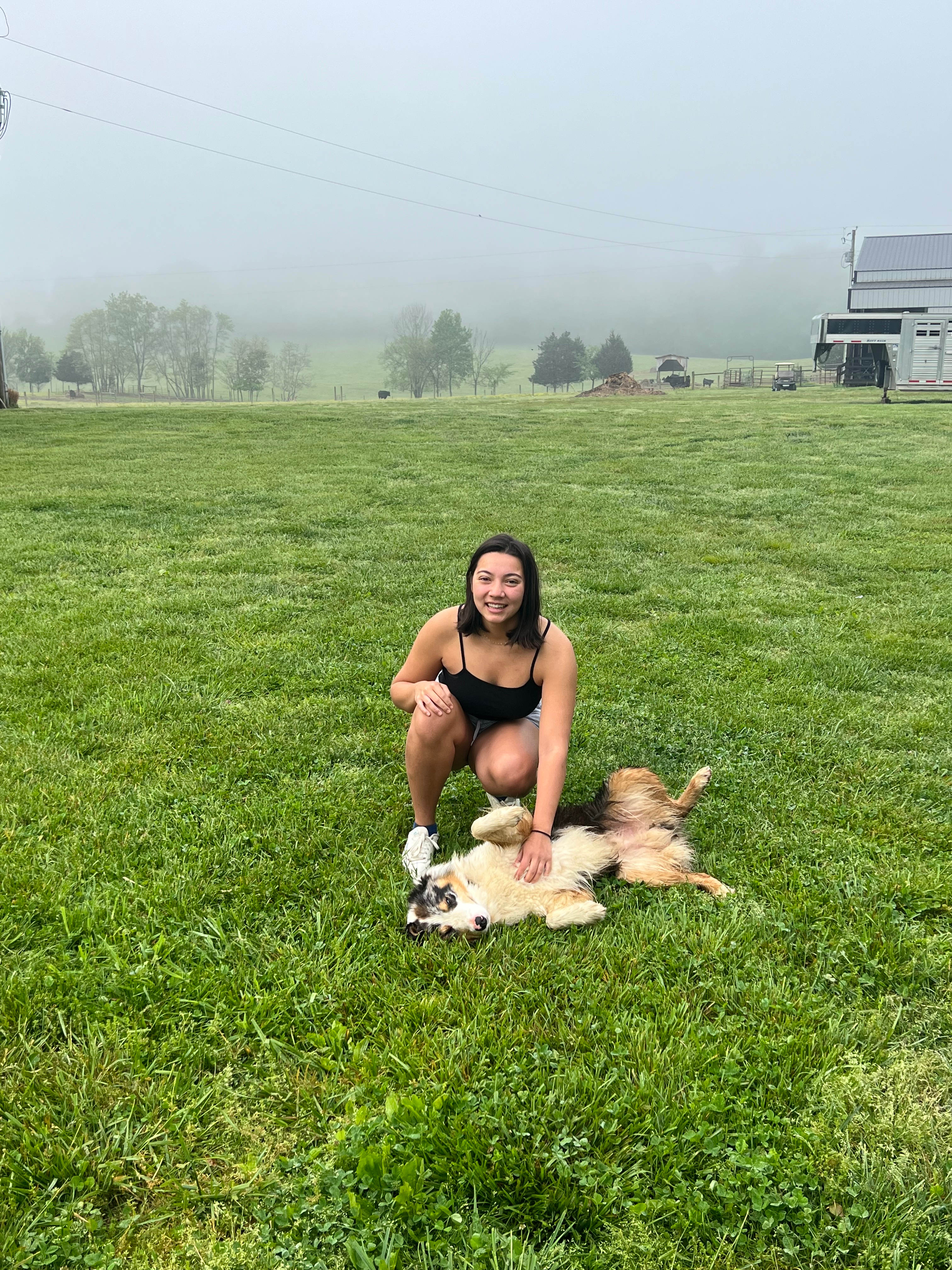 My fiancé with Rip, the head of the welcoming committee 