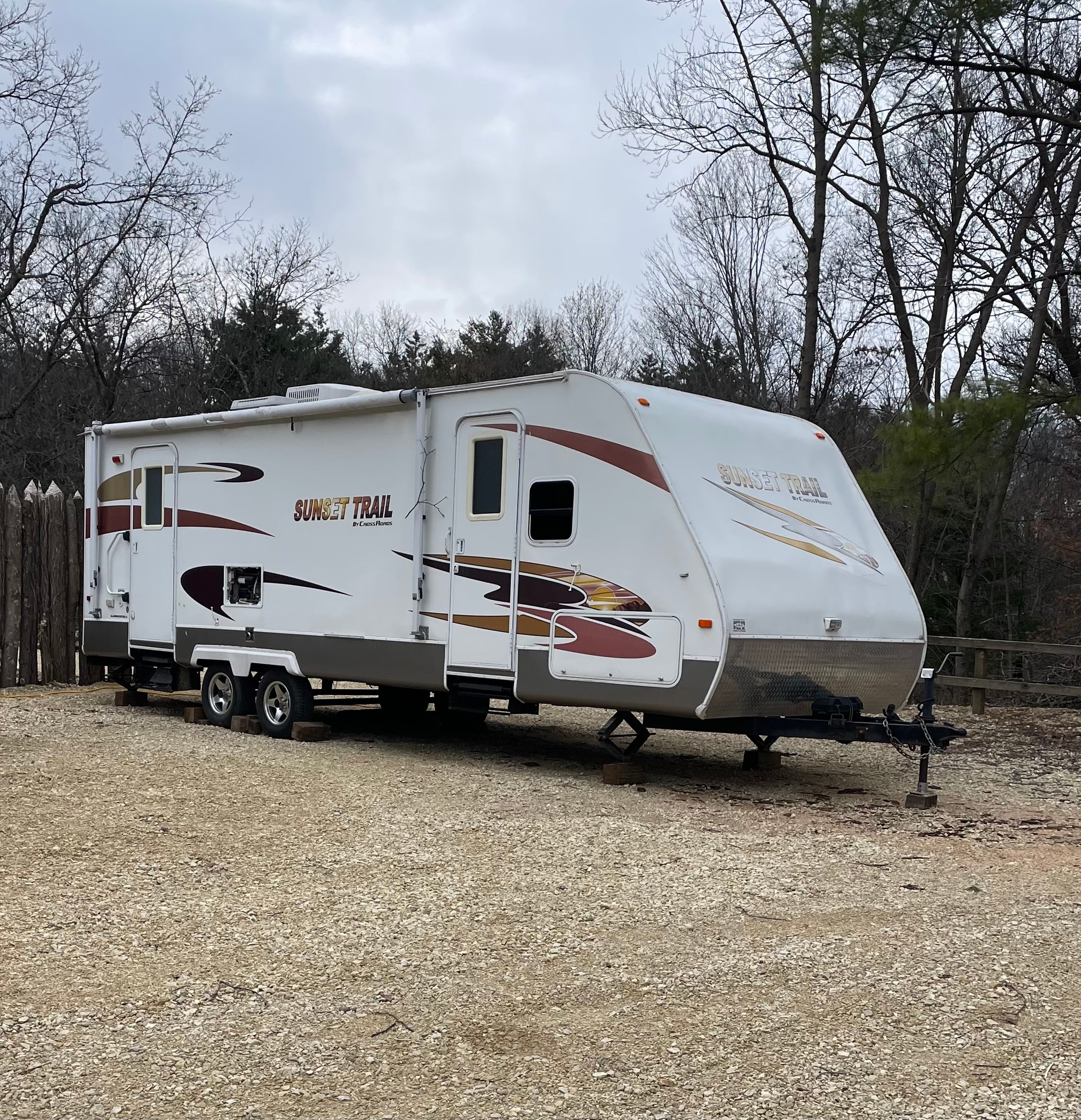 Sunset Camper parked next to Manor House, not on campsite.