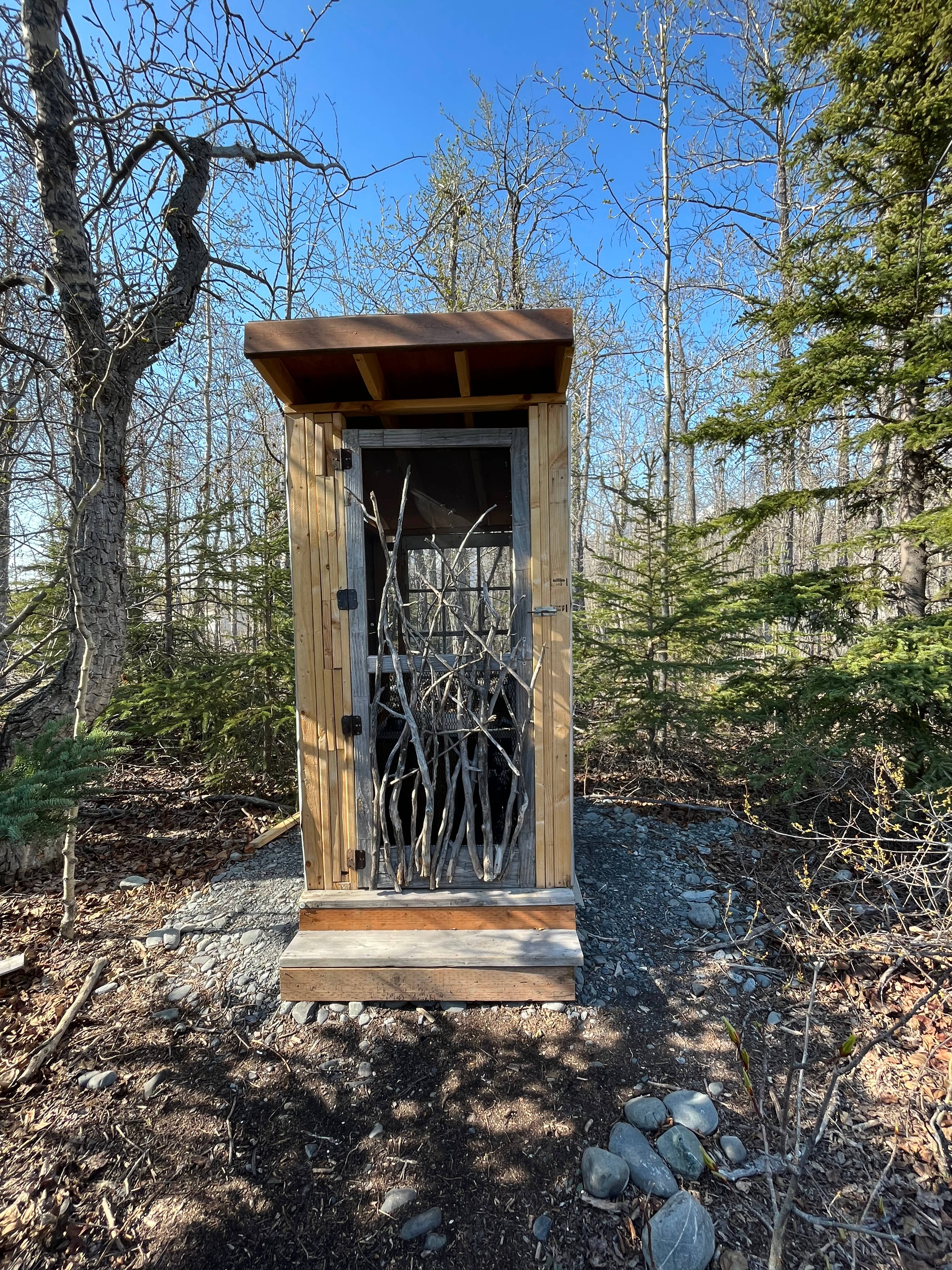 Outside of the outhouse. 