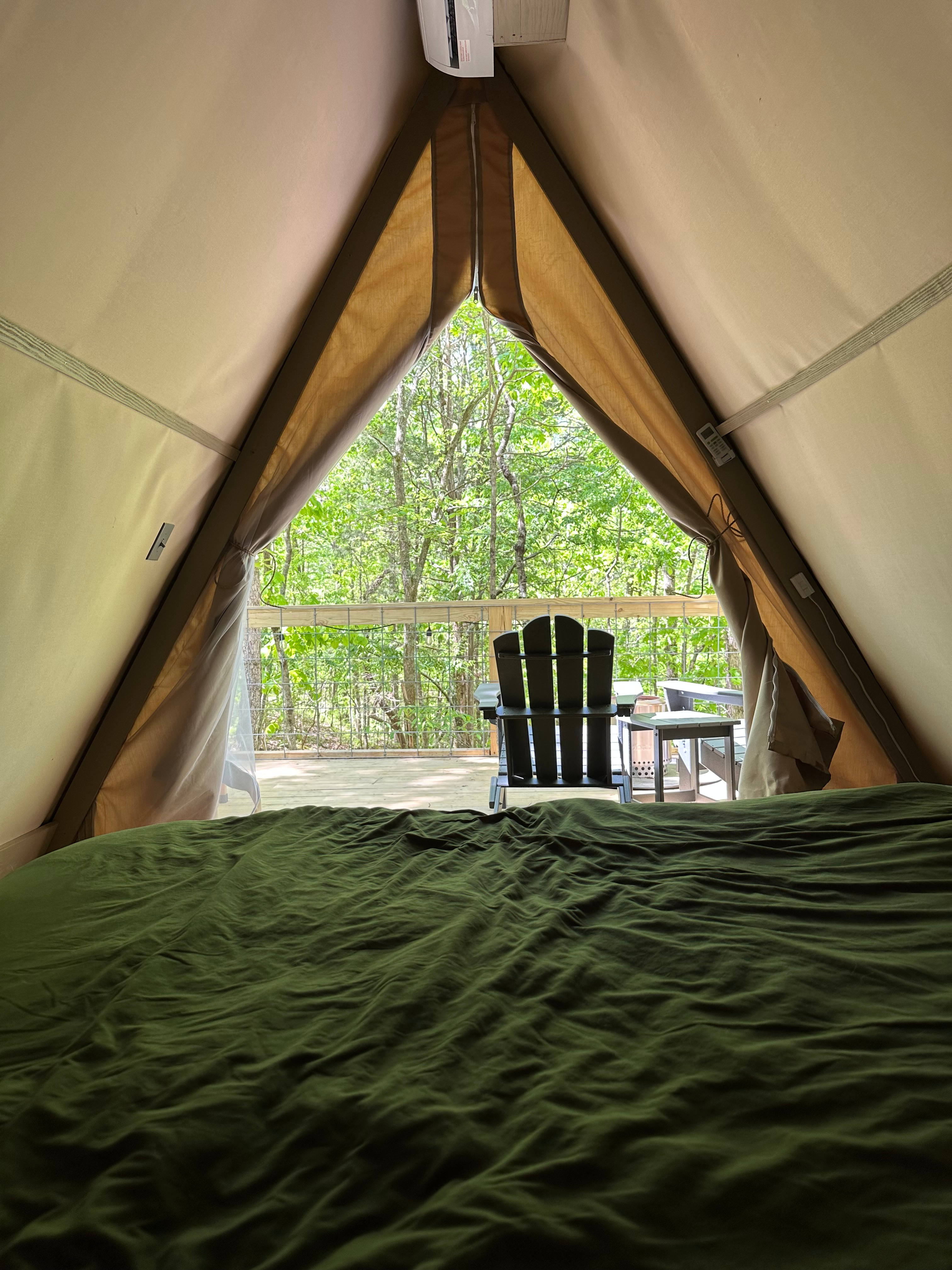 Air conditioned and heated glamps with hotel quality queen-size beds and private decks. Short walk to the bathhouse!