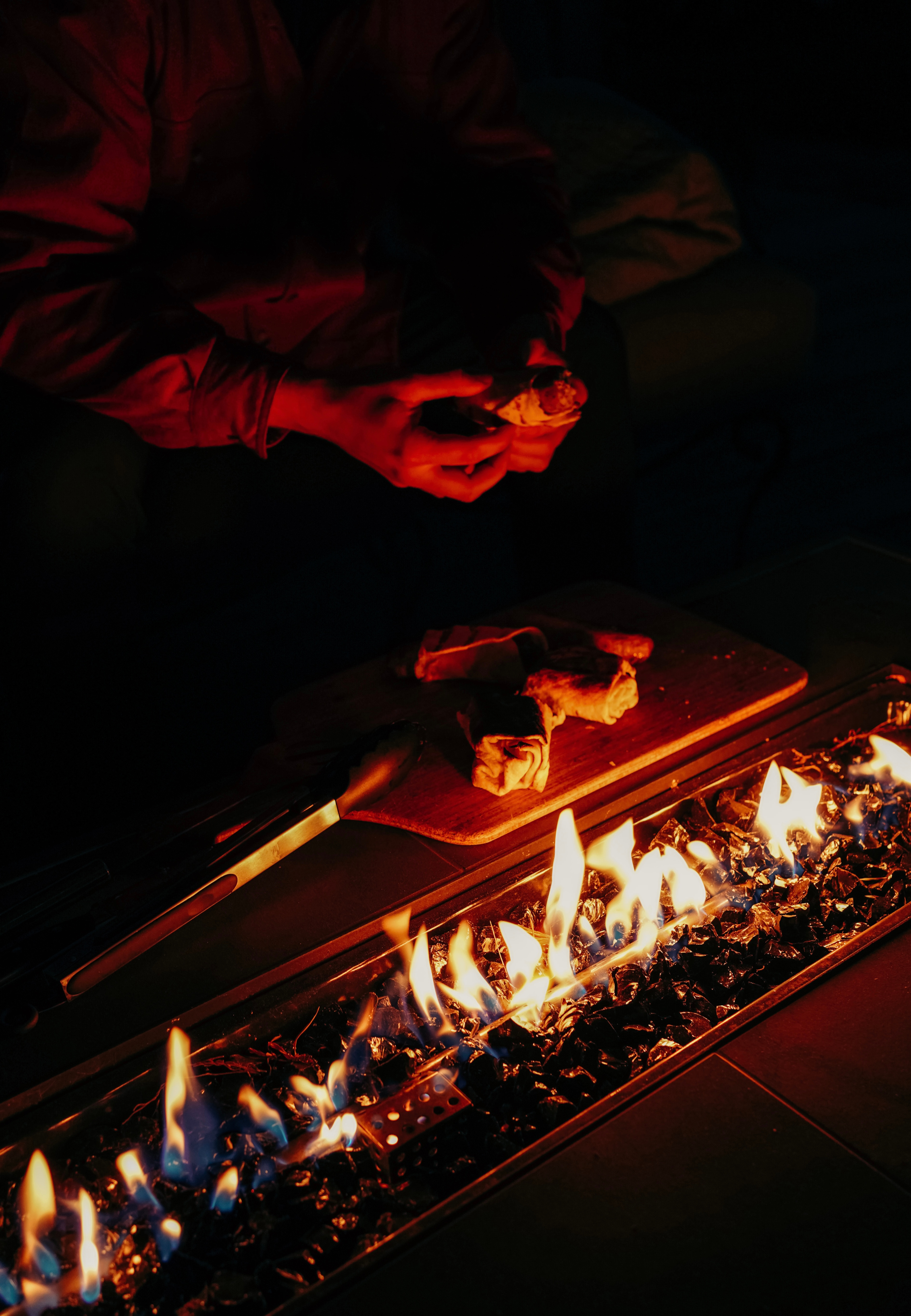 food by the fire