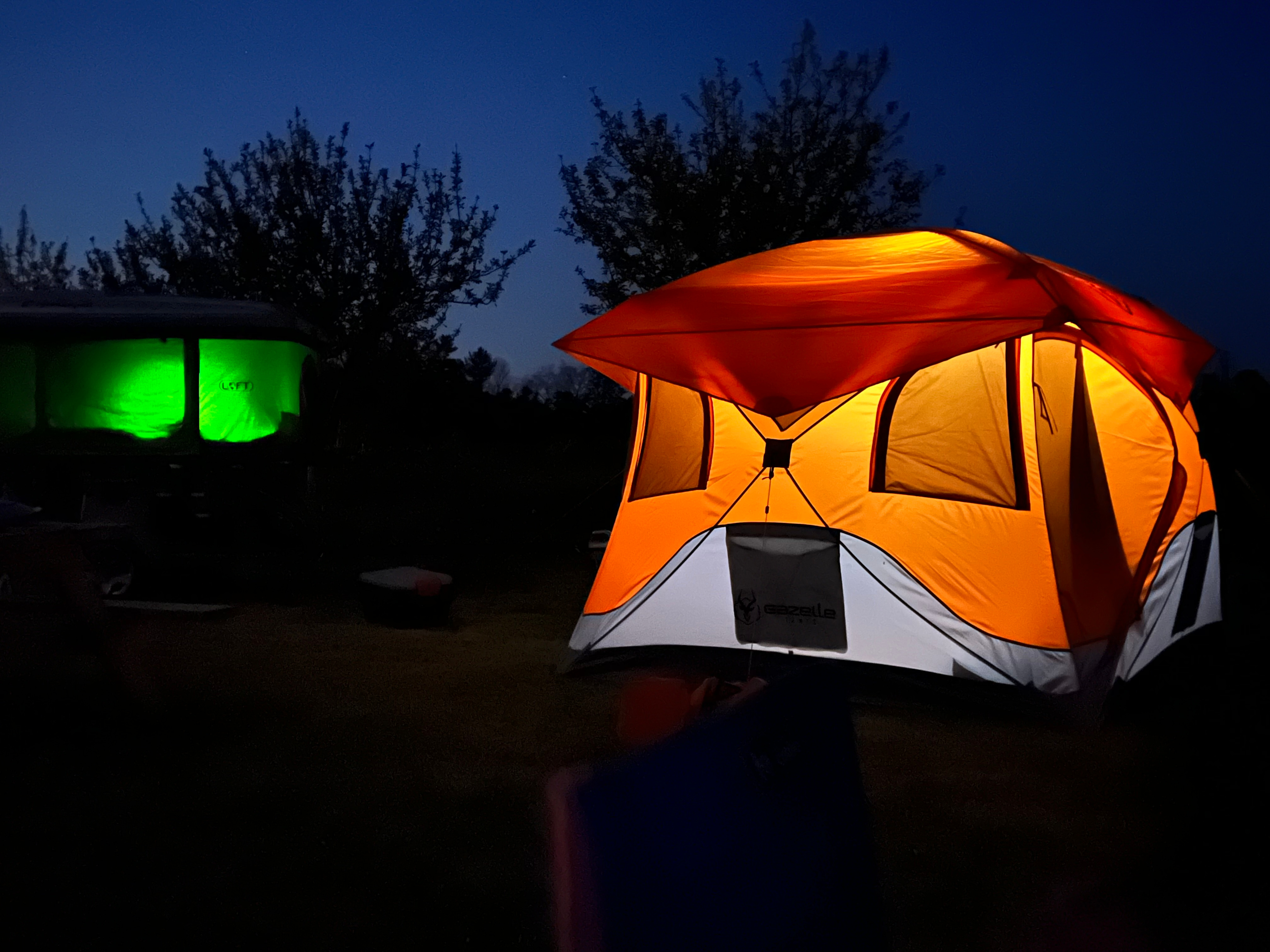 The site at night.