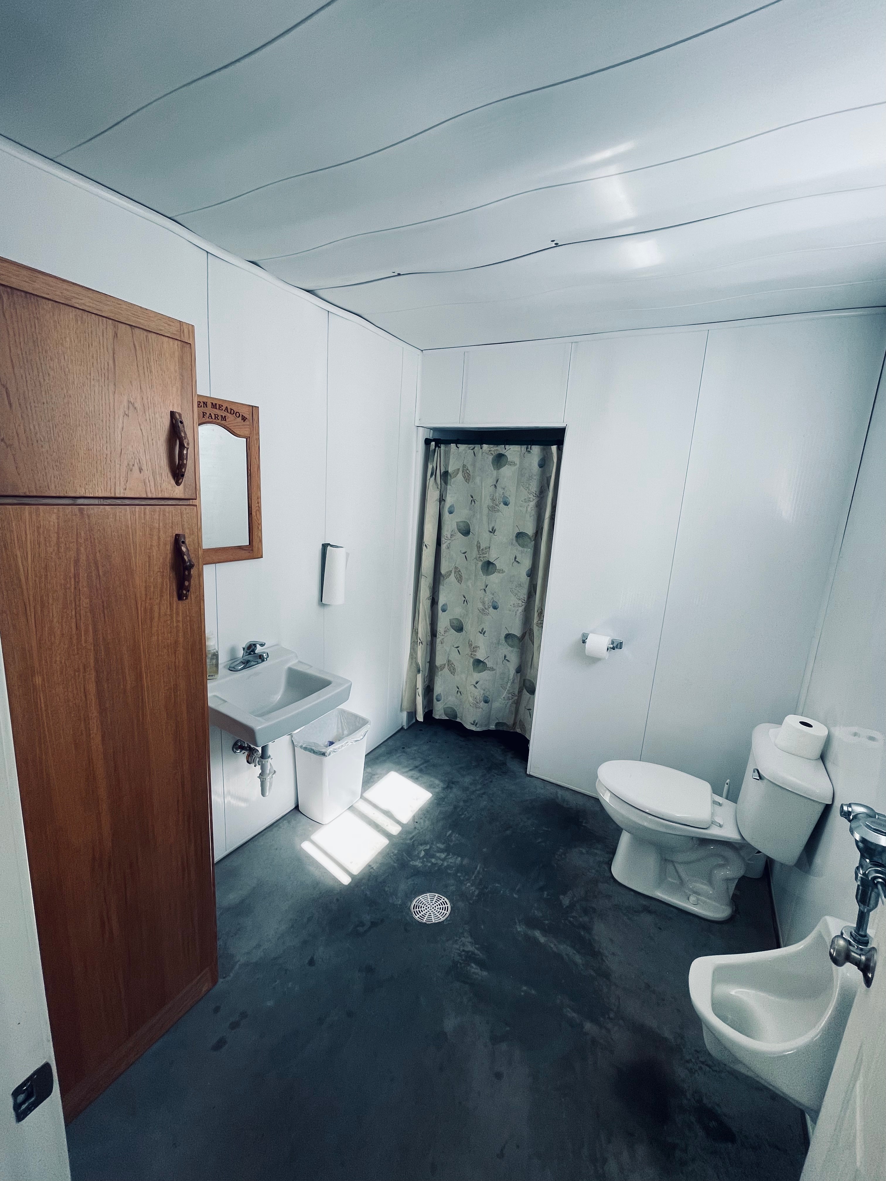 Building with bathroom and shower 