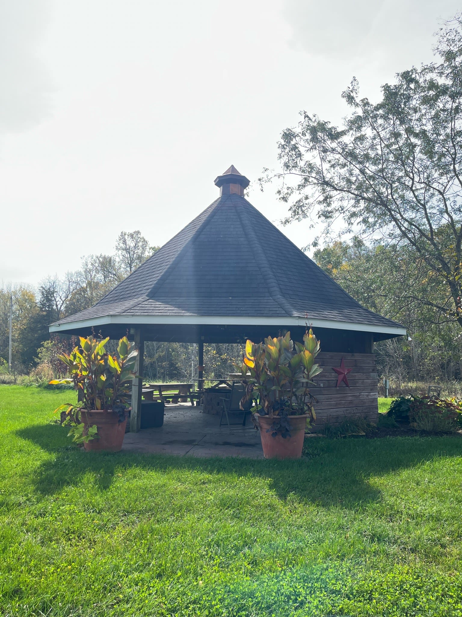 The gazebo gathering place with fire pit