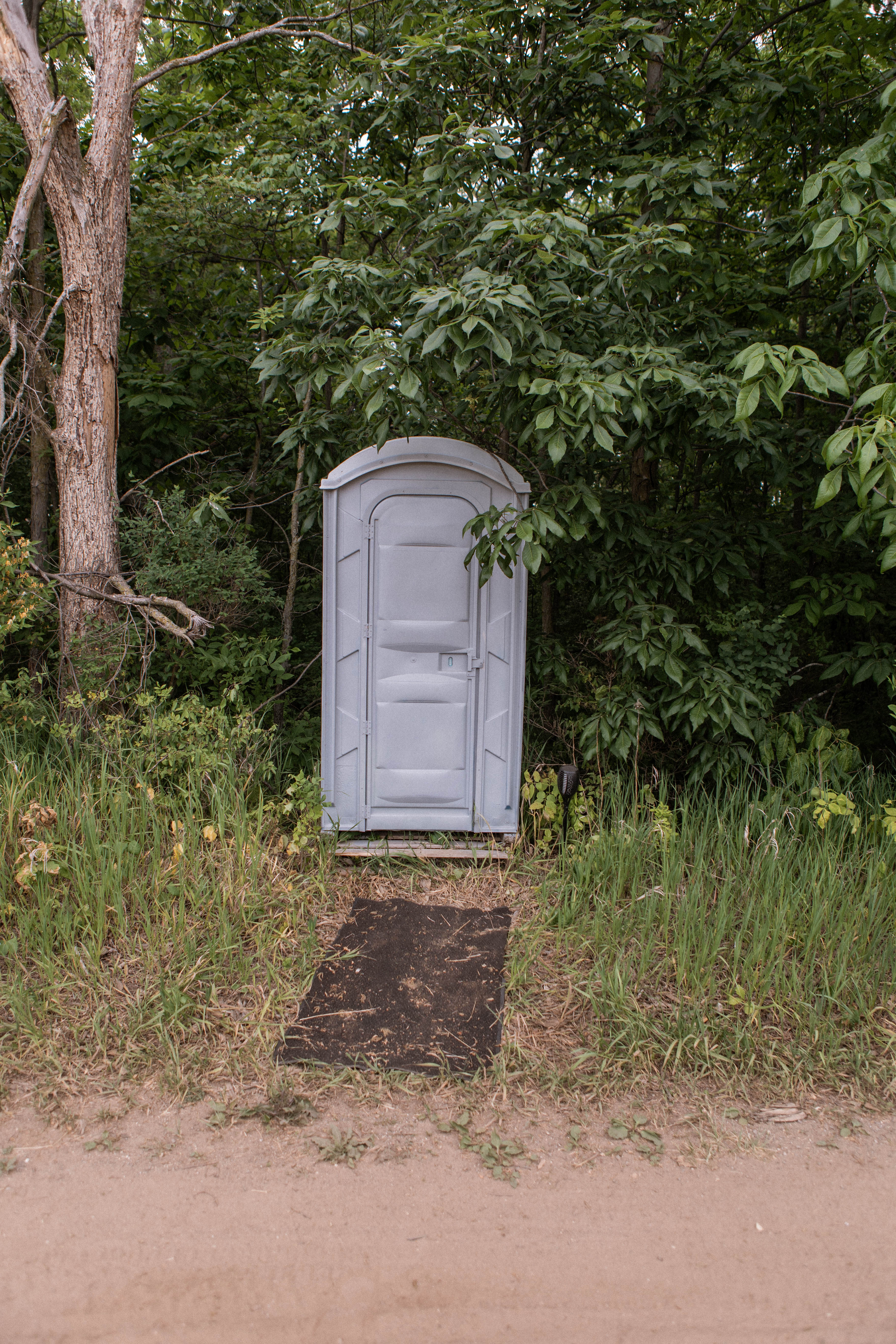 The bathroom is conveniently right next to the campsite!