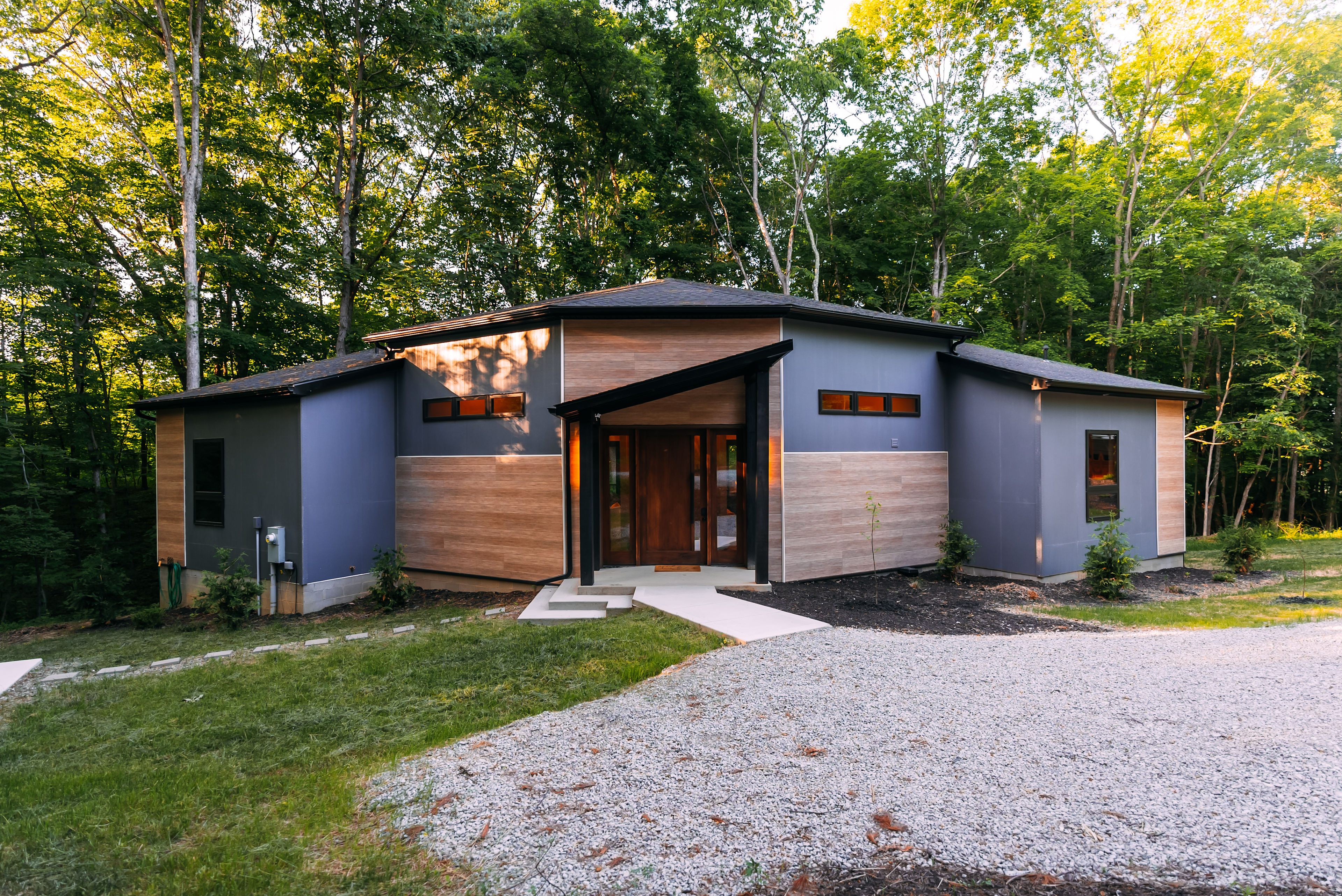 Modern and private on the front exterior