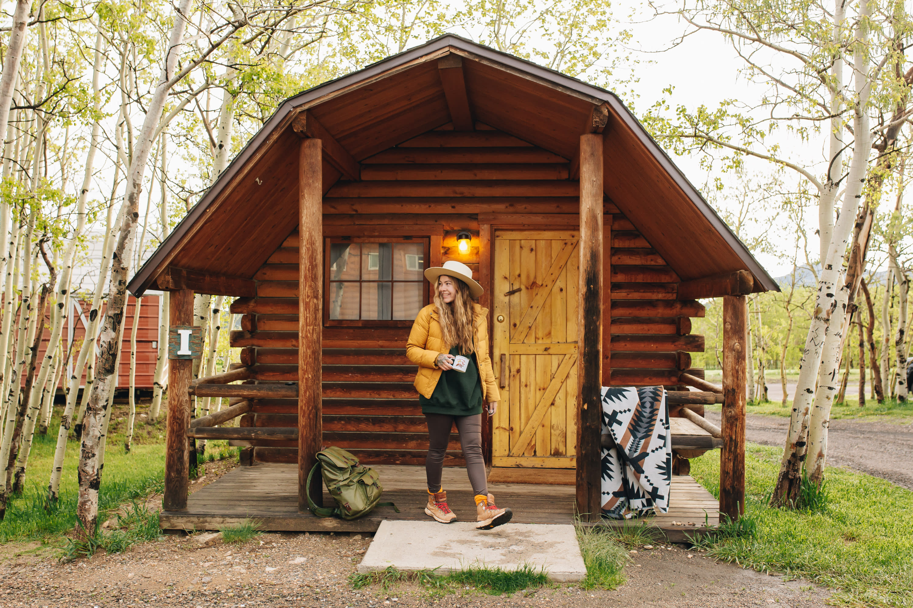 Front of cabin - situated close to everything!