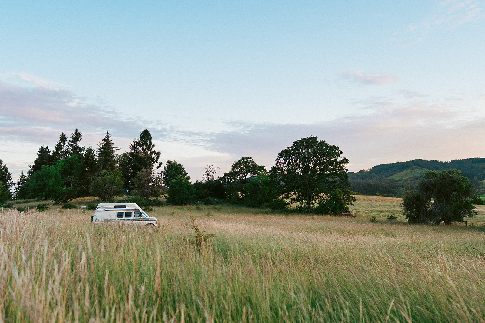Camper van enjoying sunset at Celestine Fields