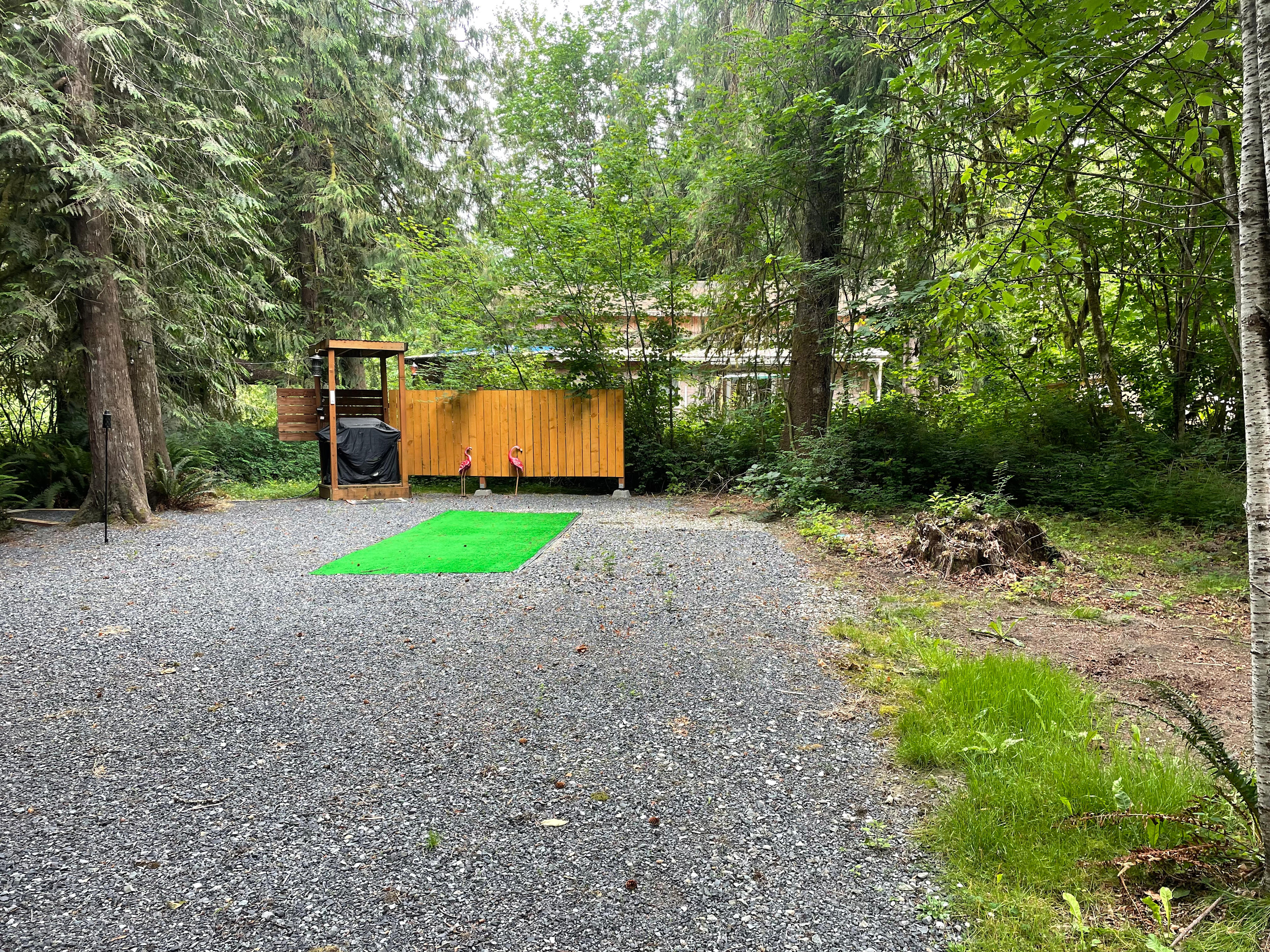 Slide the trailer back and set up camp in the designated Hipcamp level spot
