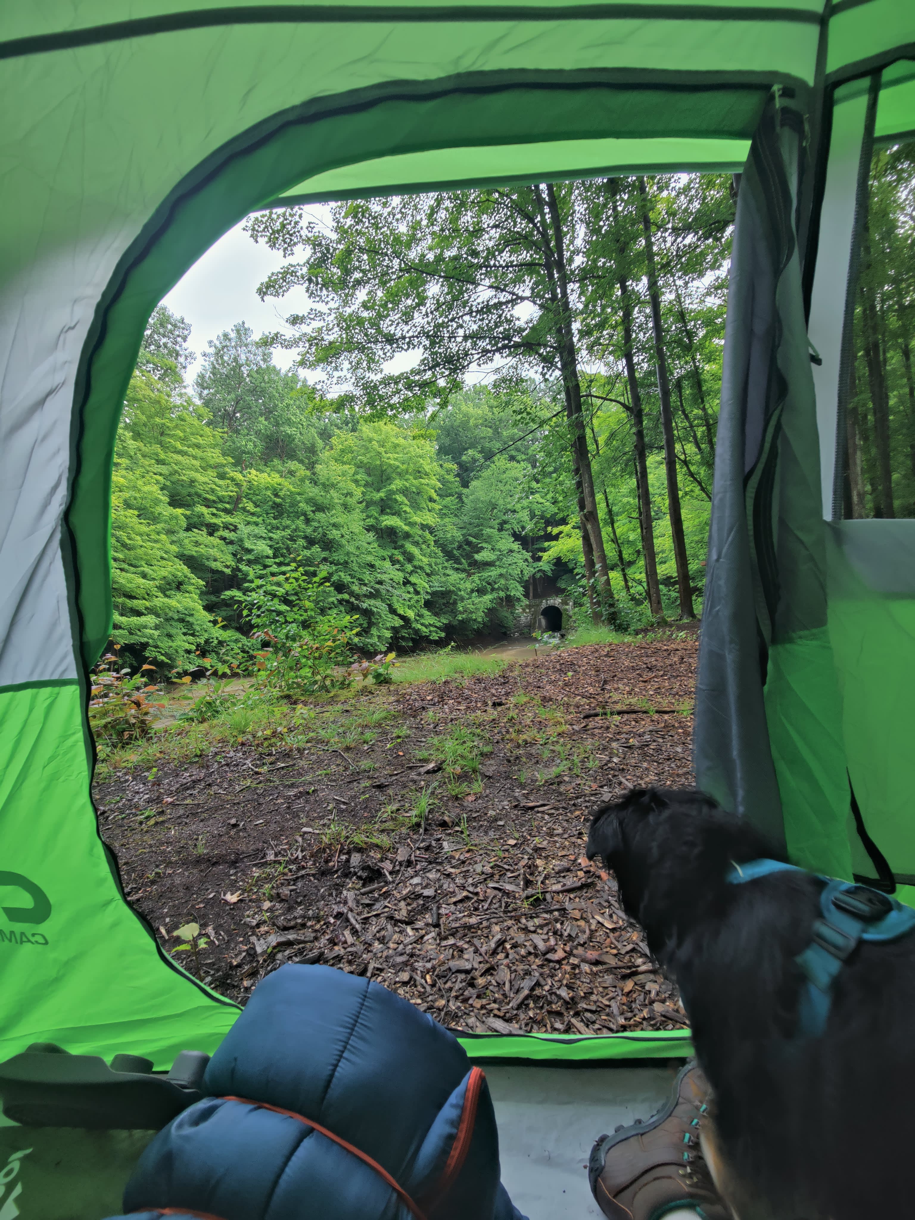 Faced my tent towards the tunnel waterfall. 