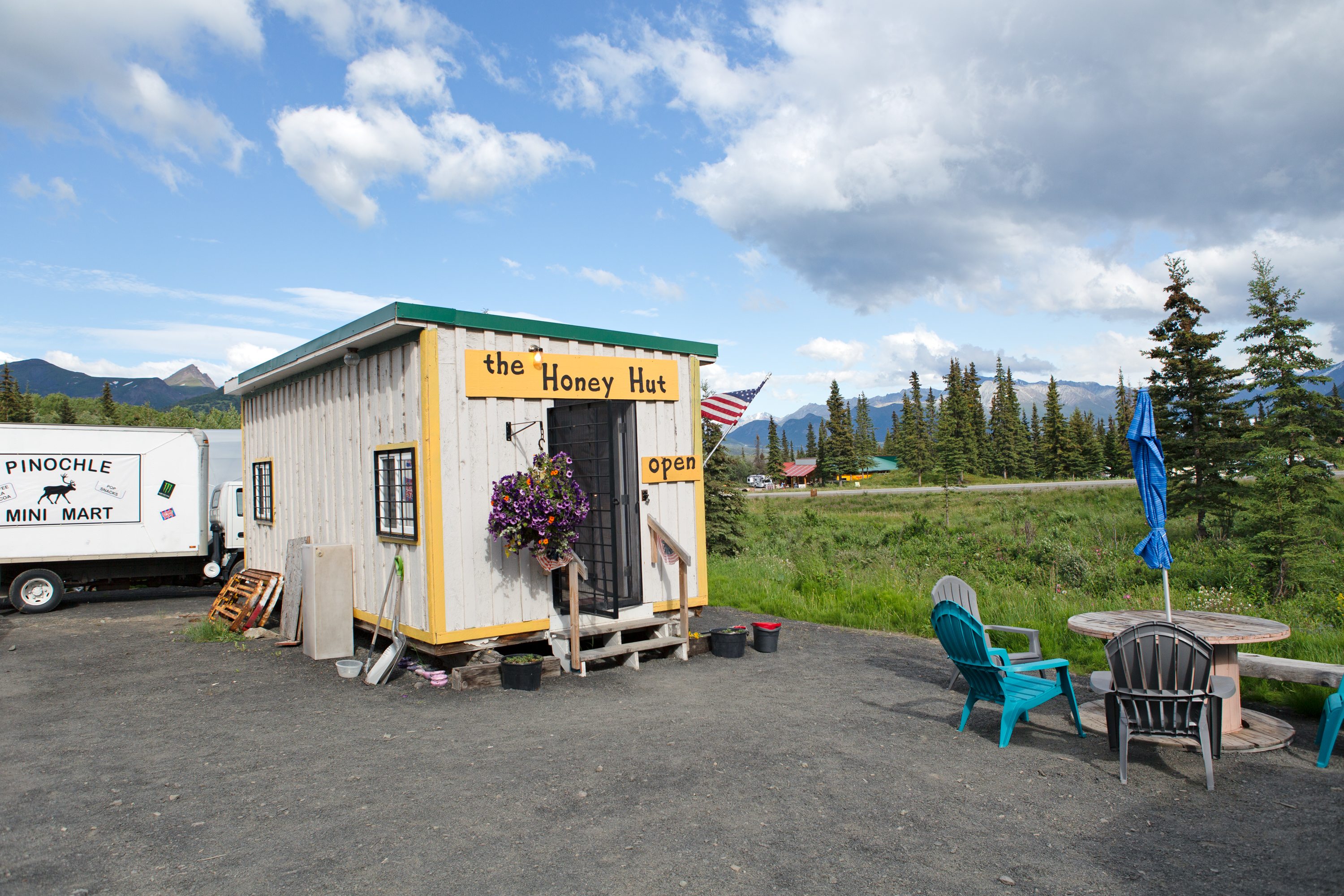 The Honey Hut right across the street, amazing mead and honey tasting
